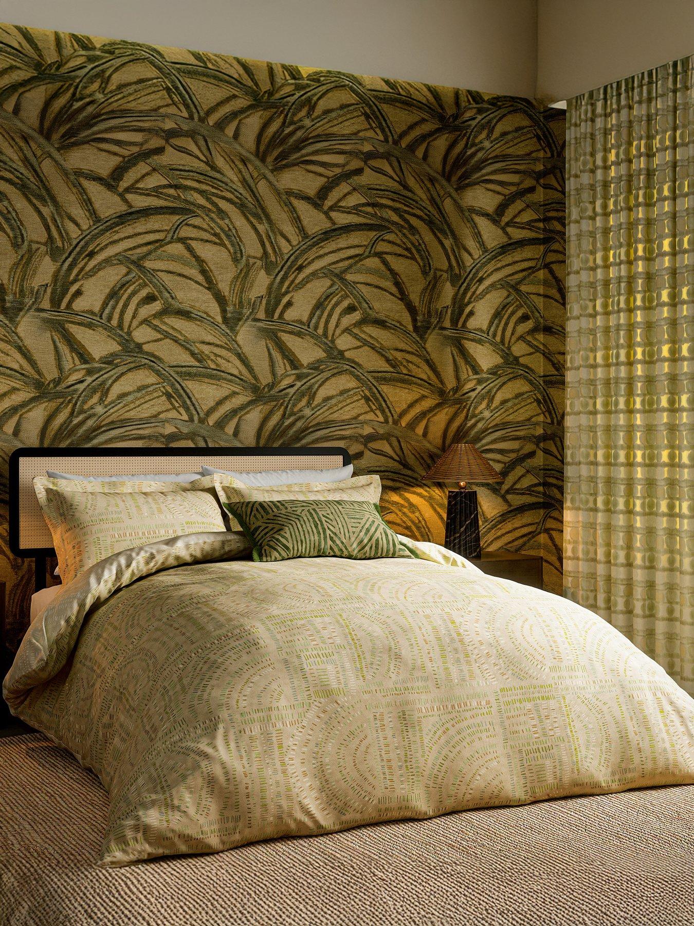Harlequin Frescoes Cover Set 100% Cotton Sandstone  &  Olivine