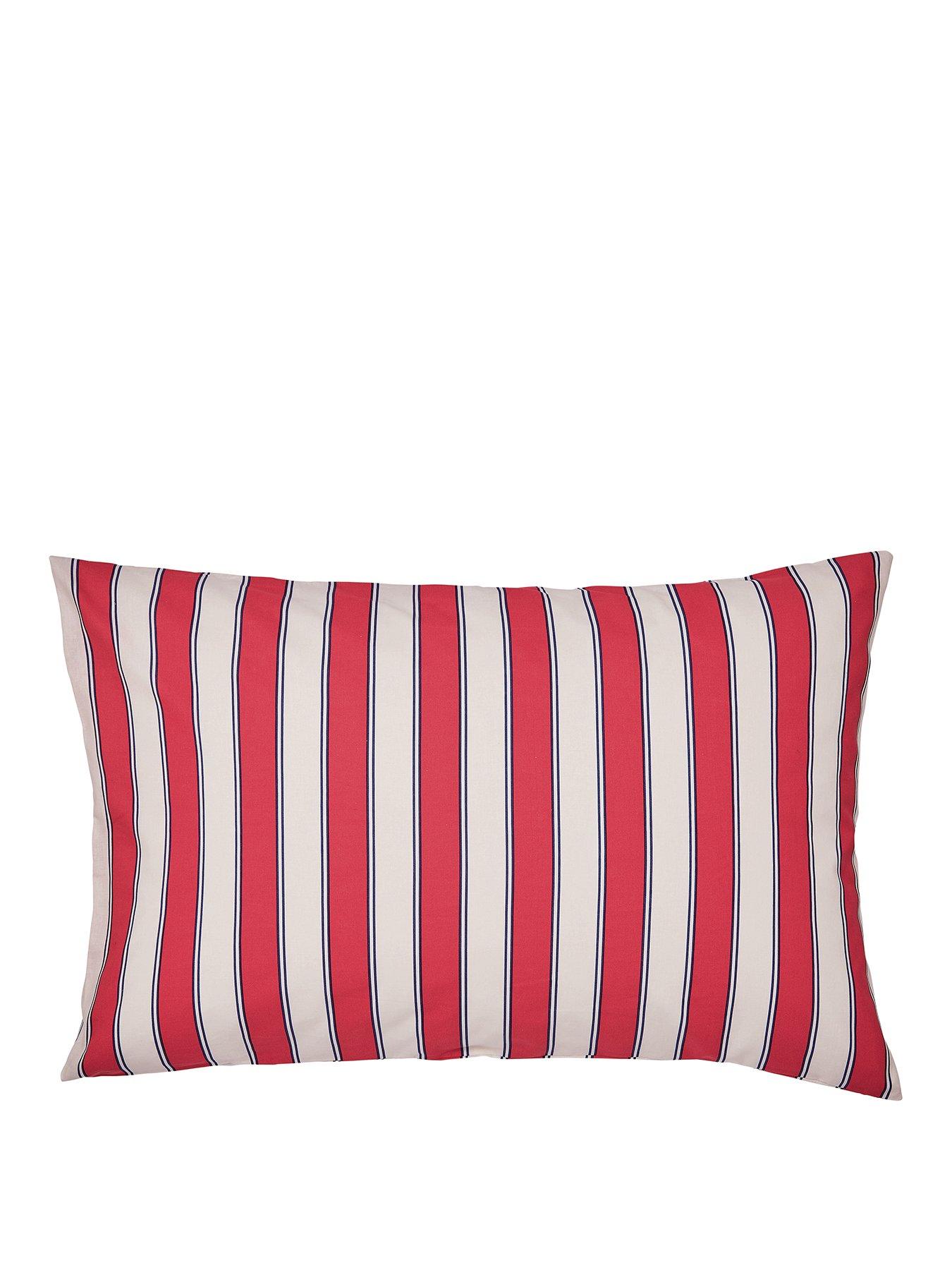 Image 2 of 4 of Land & Shore Alec 100% Cotton Standard Pillow Case Pair Blue / Red