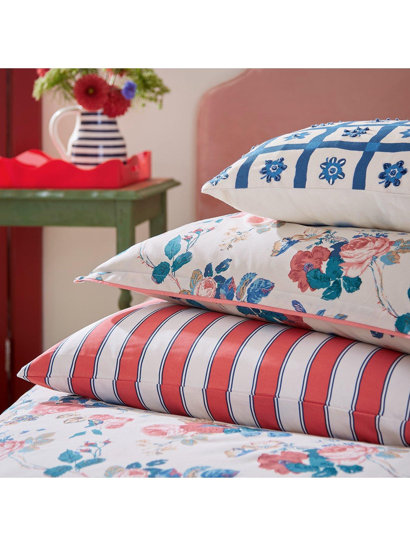 Image 3 of 4 of Land & Shore Alec 100% Cotton Standard Pillow Case Pair Blue / Red