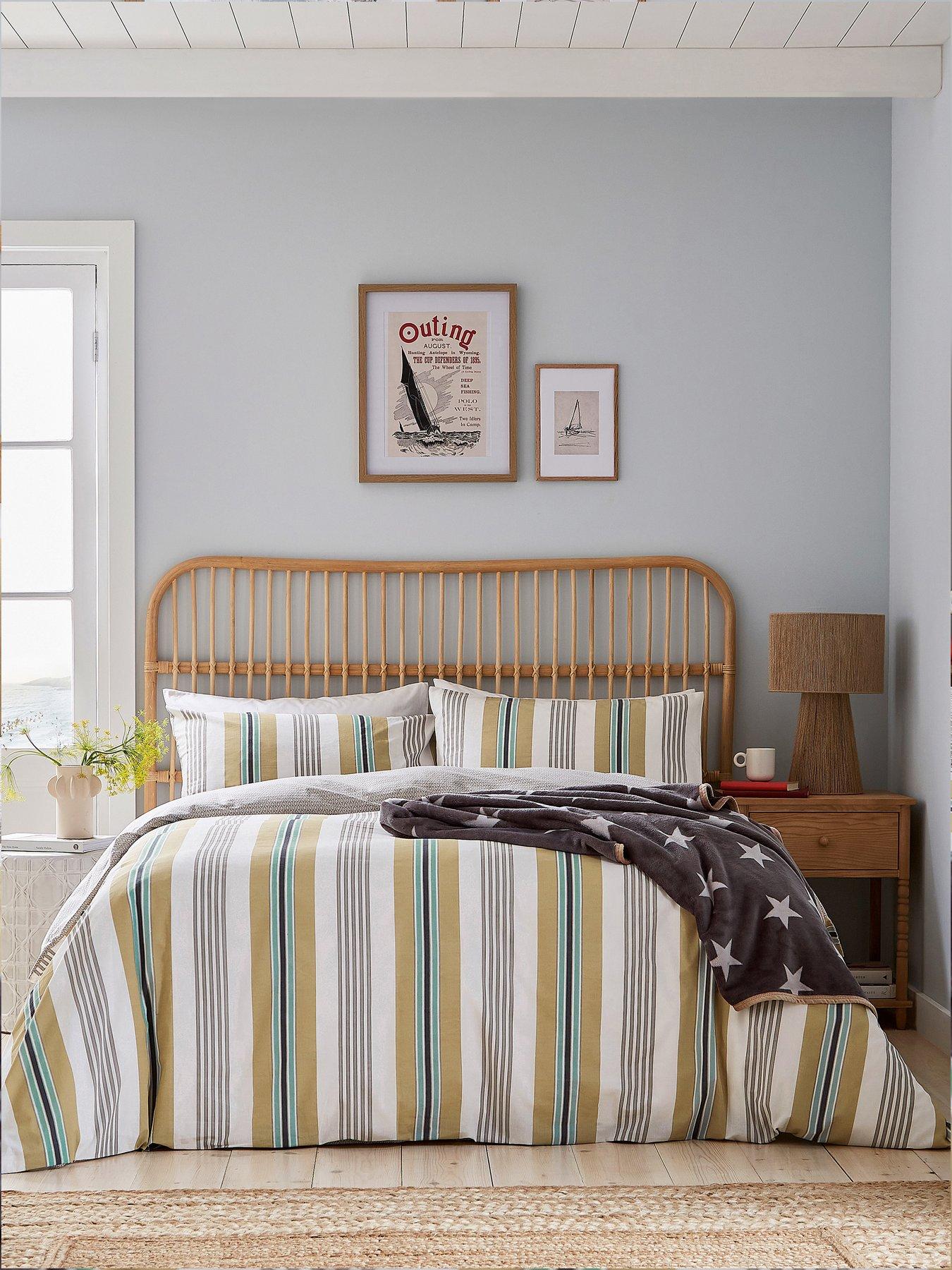 Helena Springfield Huntington Stripe Cover Set 100% Cotton Amber