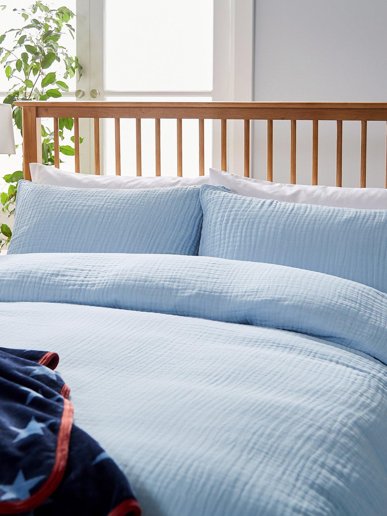 Image 1 of 5 of Helena Springfield Muslin Cover Set 100% Cotton Chambray Blue