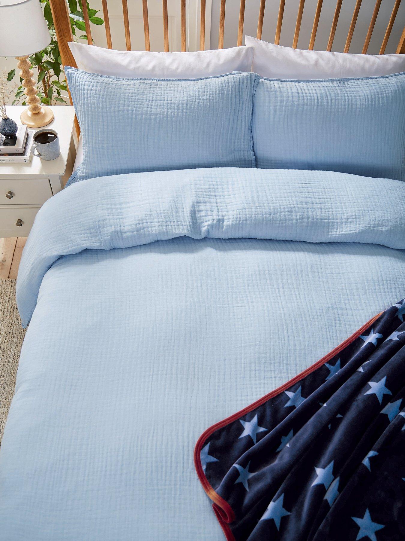 Image 3 of 5 of Helena Springfield Muslin Cover Set 100% Cotton Chambray Blue