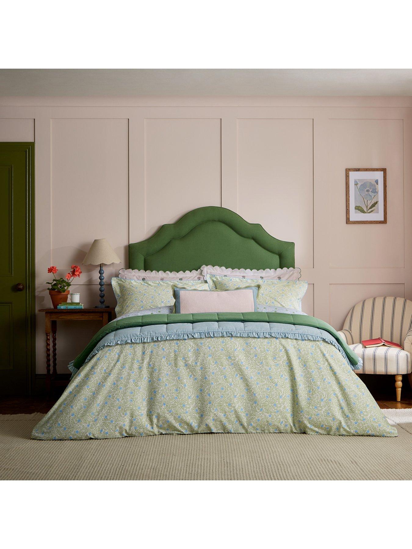  image of joules-trailing-ditsy-cover-set-100-cotton-green