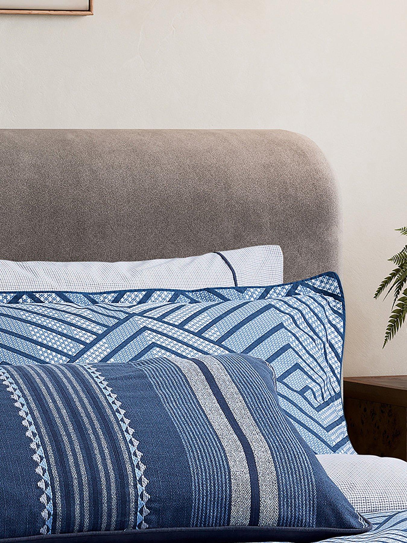 Bedeck of Belfast Kayah 100% Cotton Standard Pillow Case Pairs Indigo