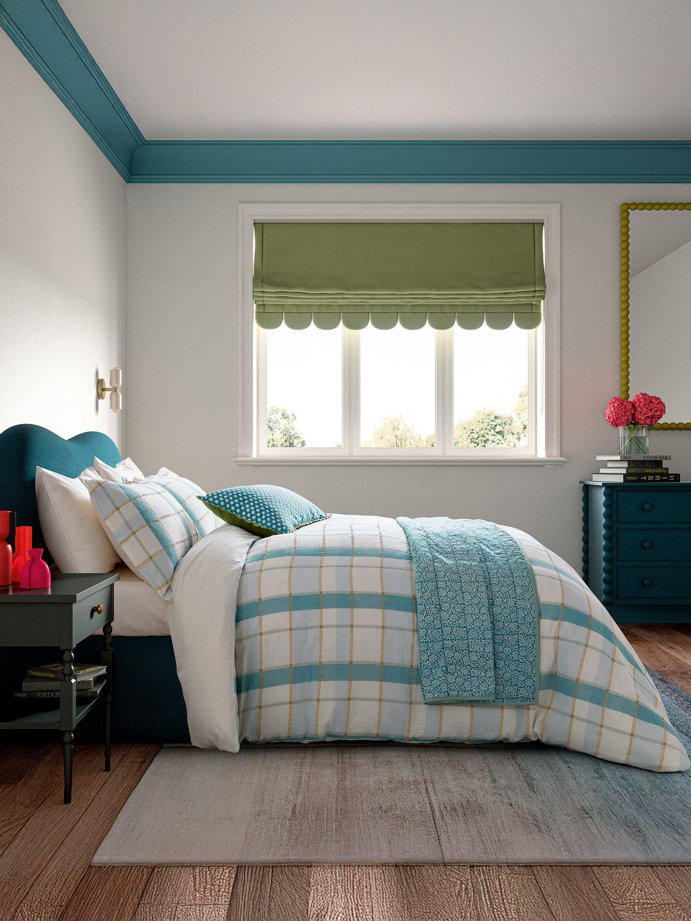 land-shore-rathlin-check-cover-set-100-cotton-green