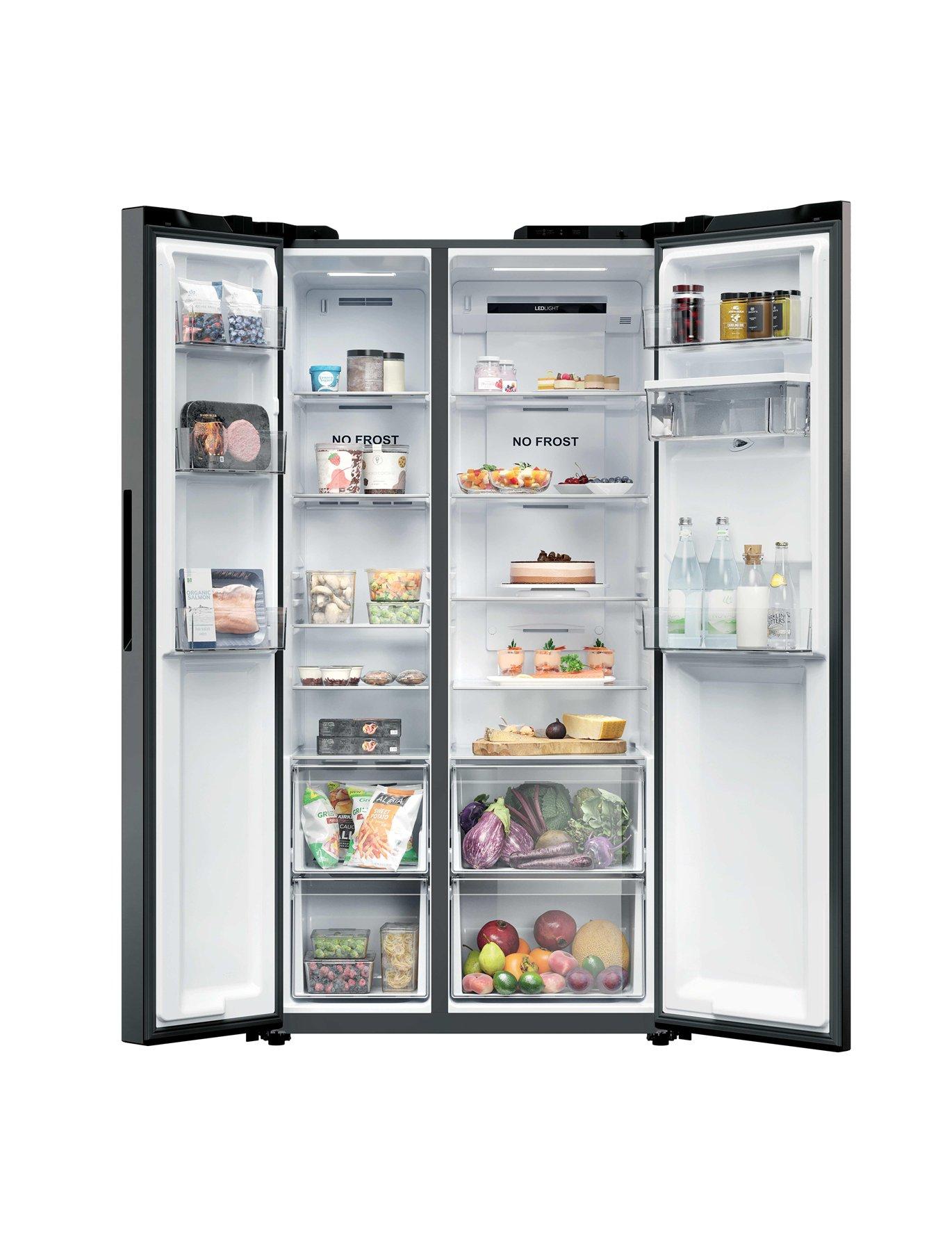 stillFront image of hoover-h-fridge-500-maxi-honsq2t918ewbk-non-plumbed-total-no-frost-american-fridge-freezer-black-e-rated