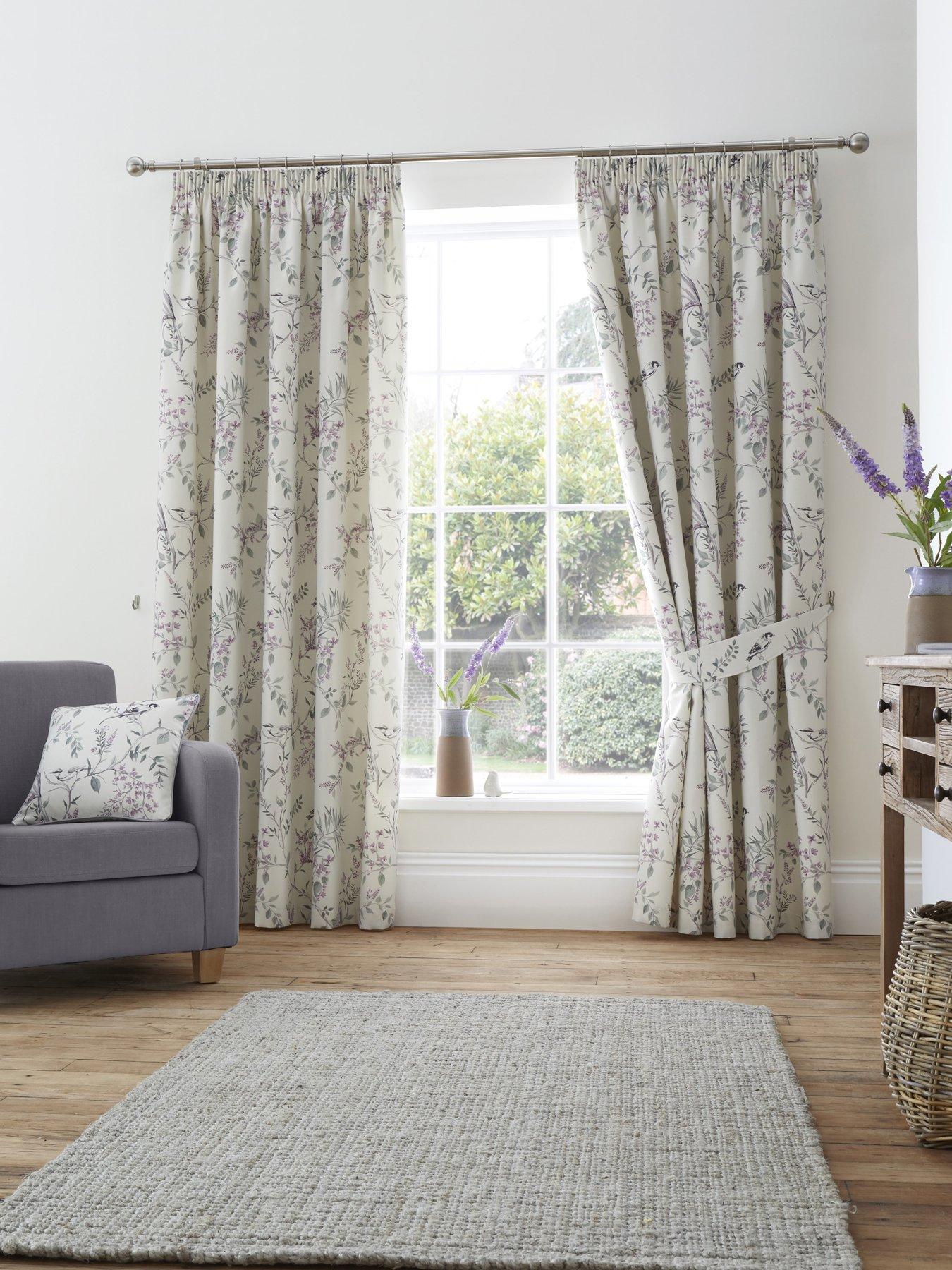 Image 1 of 5 of Dreams & Drapes Jazmine Pencil Pleat Curtains In Heather