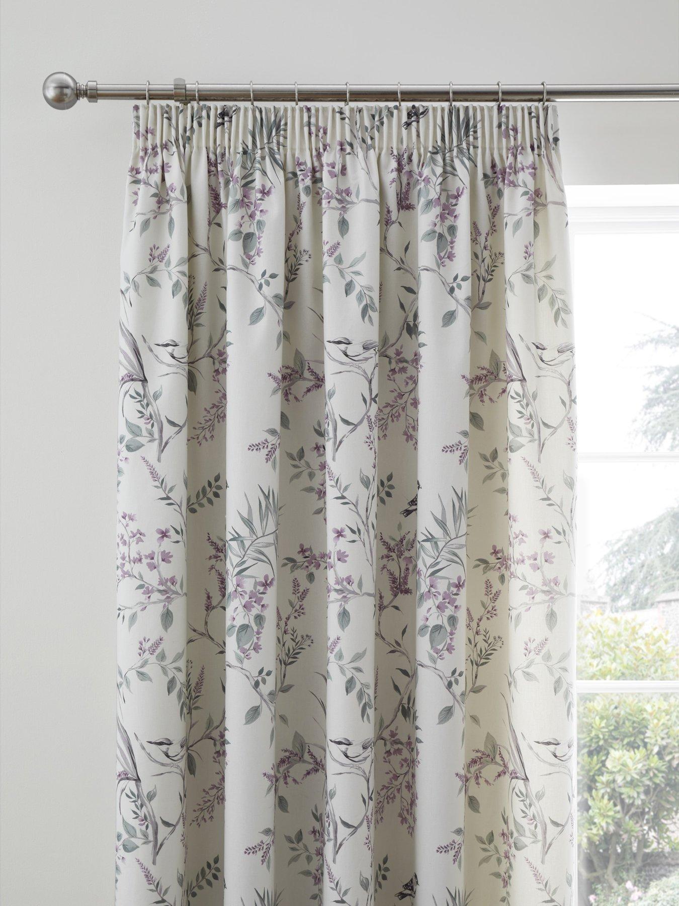 Image 2 of 5 of Dreams & Drapes Jazmine Pencil Pleat Curtains In Heather