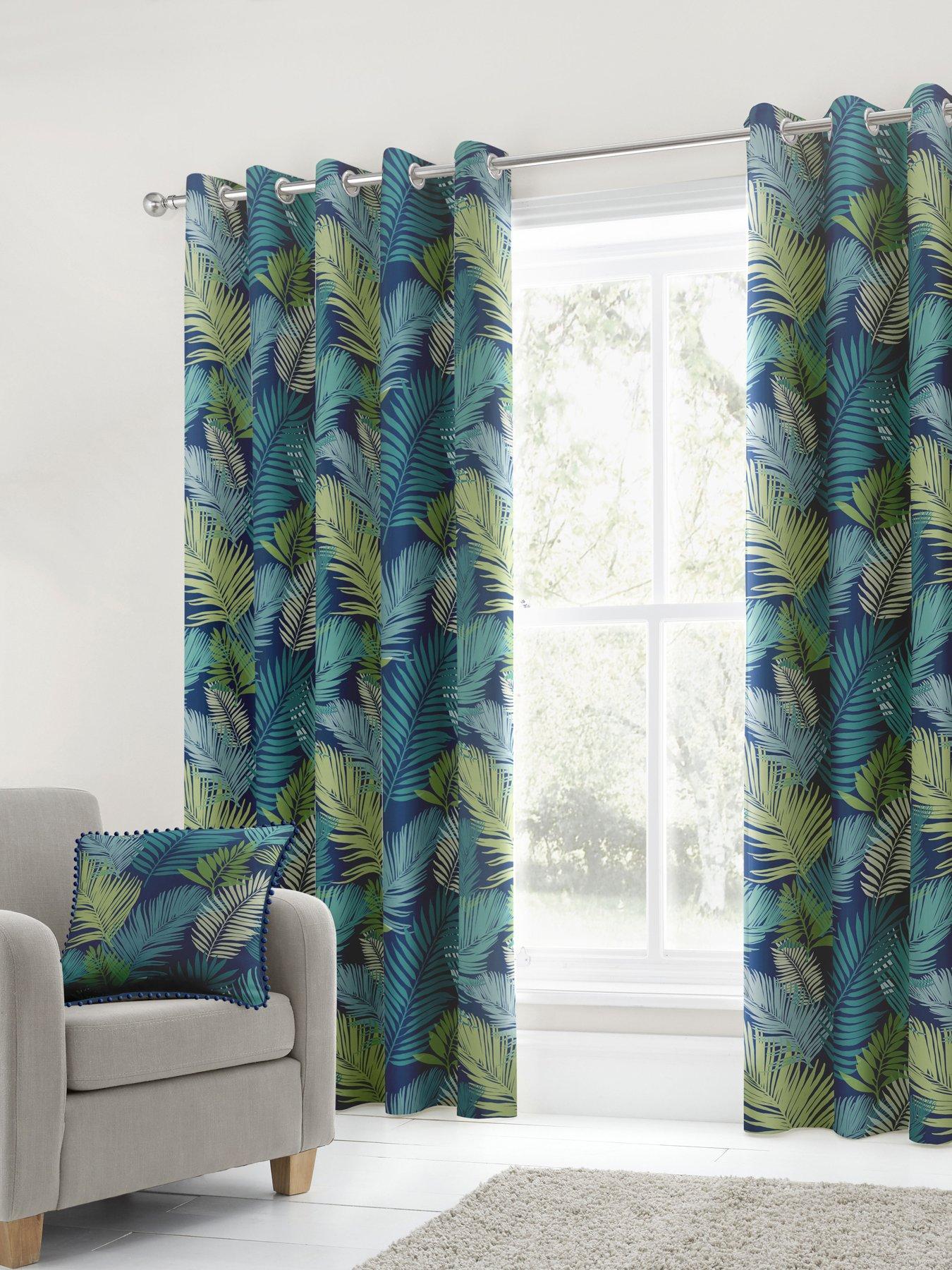 Image 1 of 4 of Fusion Tropical Eyelet Curtains In Multi