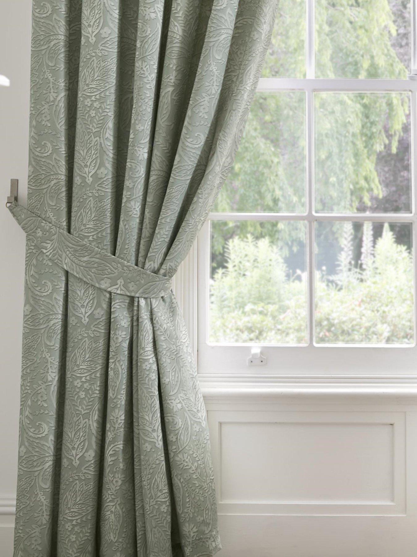 Image 2 of 4 of Dreams & Drapes Aveline 100% Cotton Leaf Print Pencil Pleat Curtains