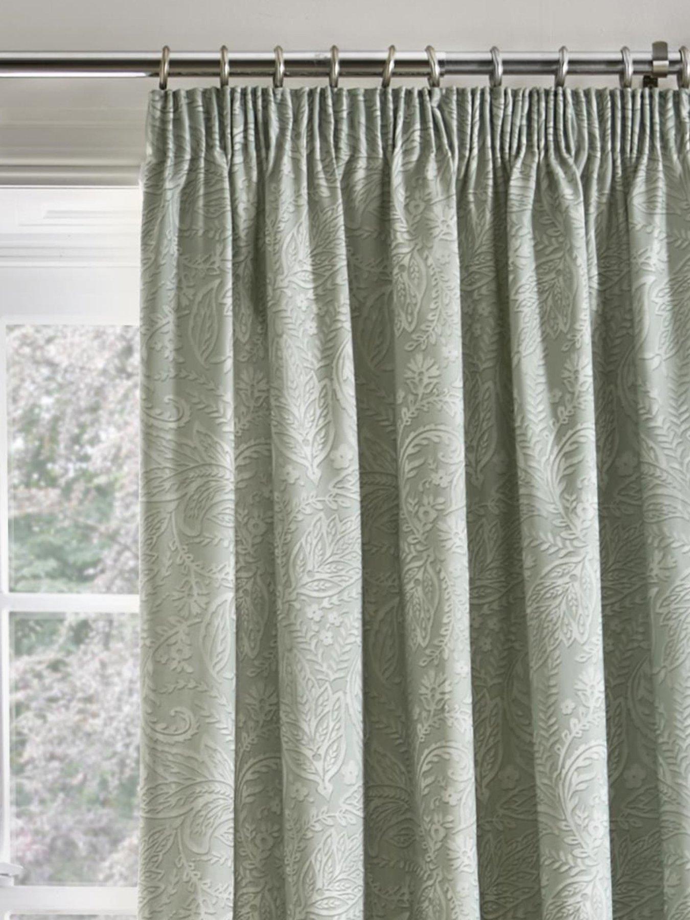 Image 3 of 4 of Dreams & Drapes Aveline 100% Cotton Leaf Print Pencil Pleat Curtains