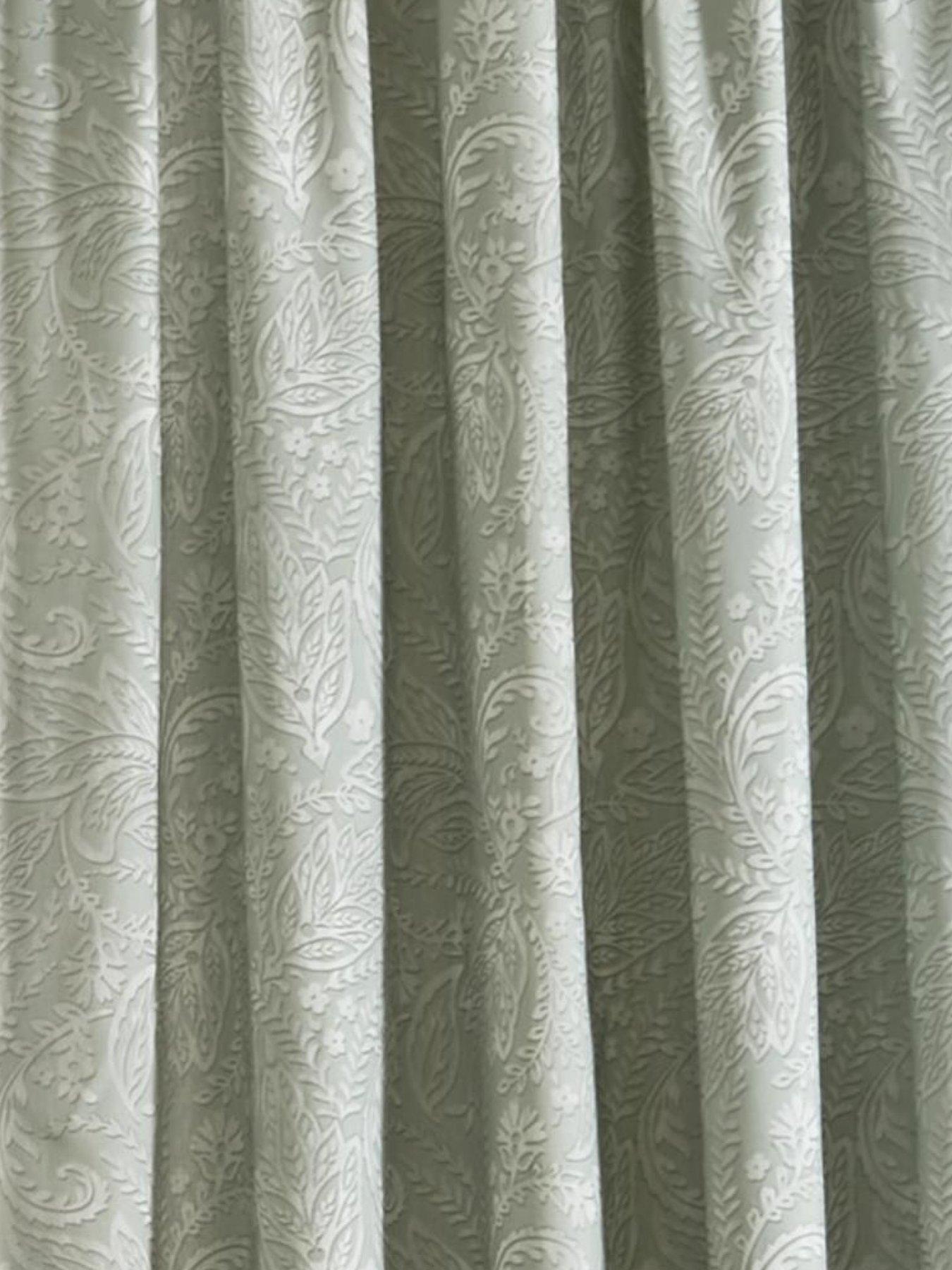 Image 4 of 4 of Dreams & Drapes Aveline 100% Cotton Leaf Print Pencil Pleat Curtains