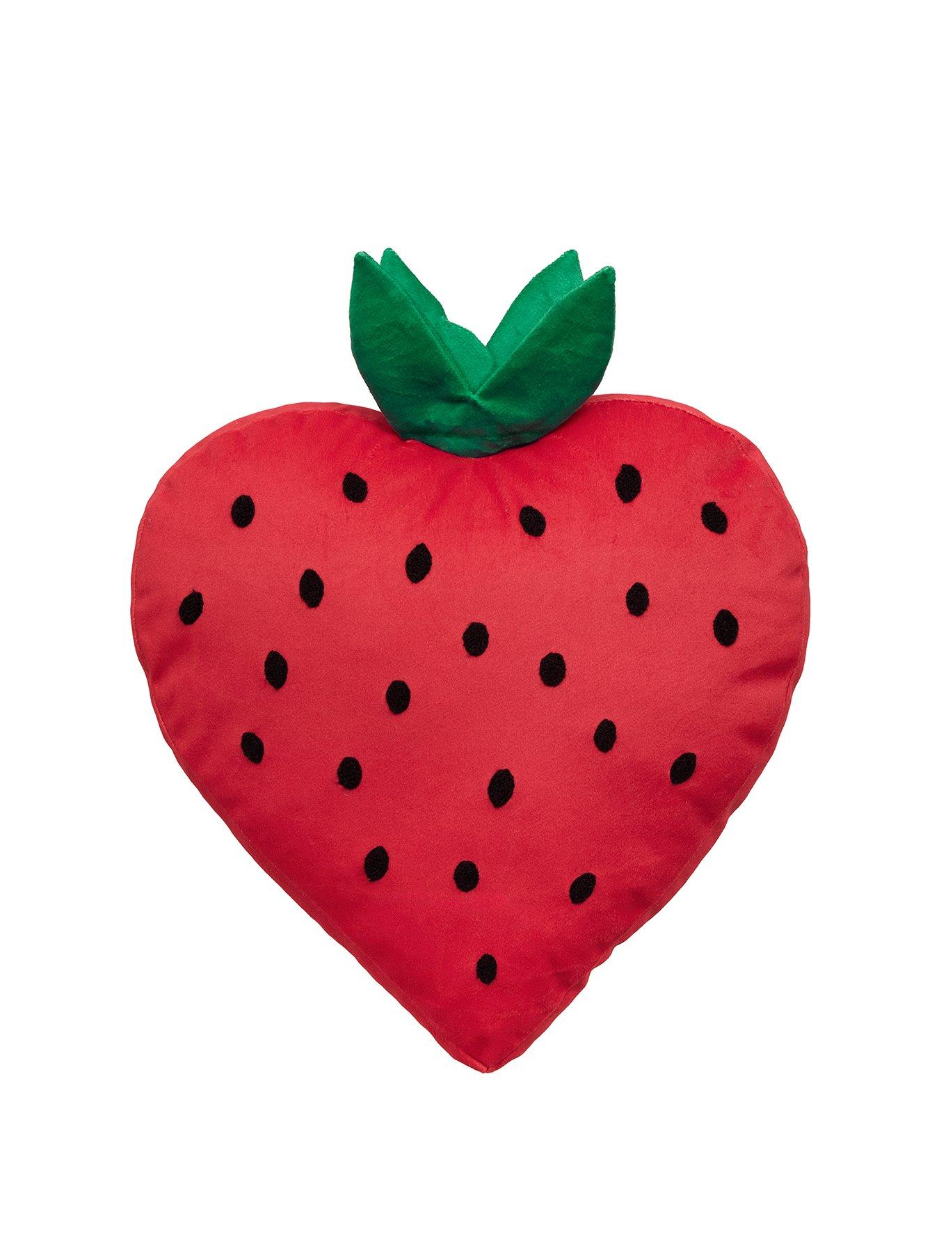  image of bedlam-strawberry-shaped-cushion-in-red-one-size