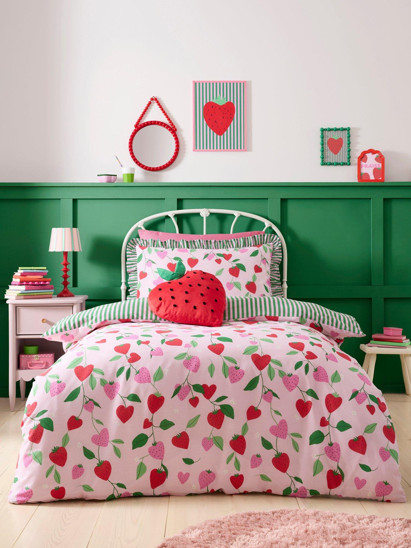  image of bedlam-strawberry-shaped-cushion-in-red-one-size