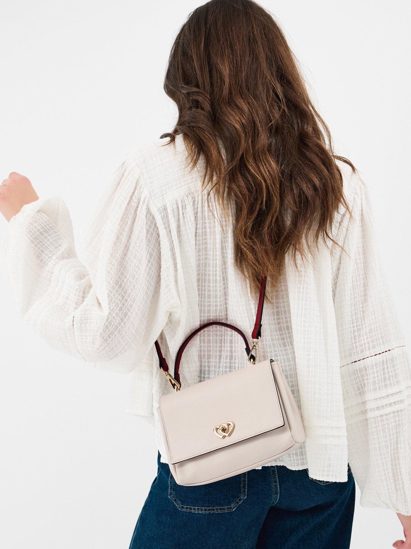  image of accessorize-double-heart-crossbody-handbag-cream