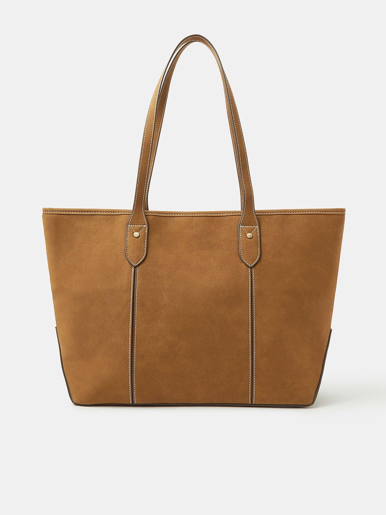  image of accessorize-faux-suede-tote-bag-brown