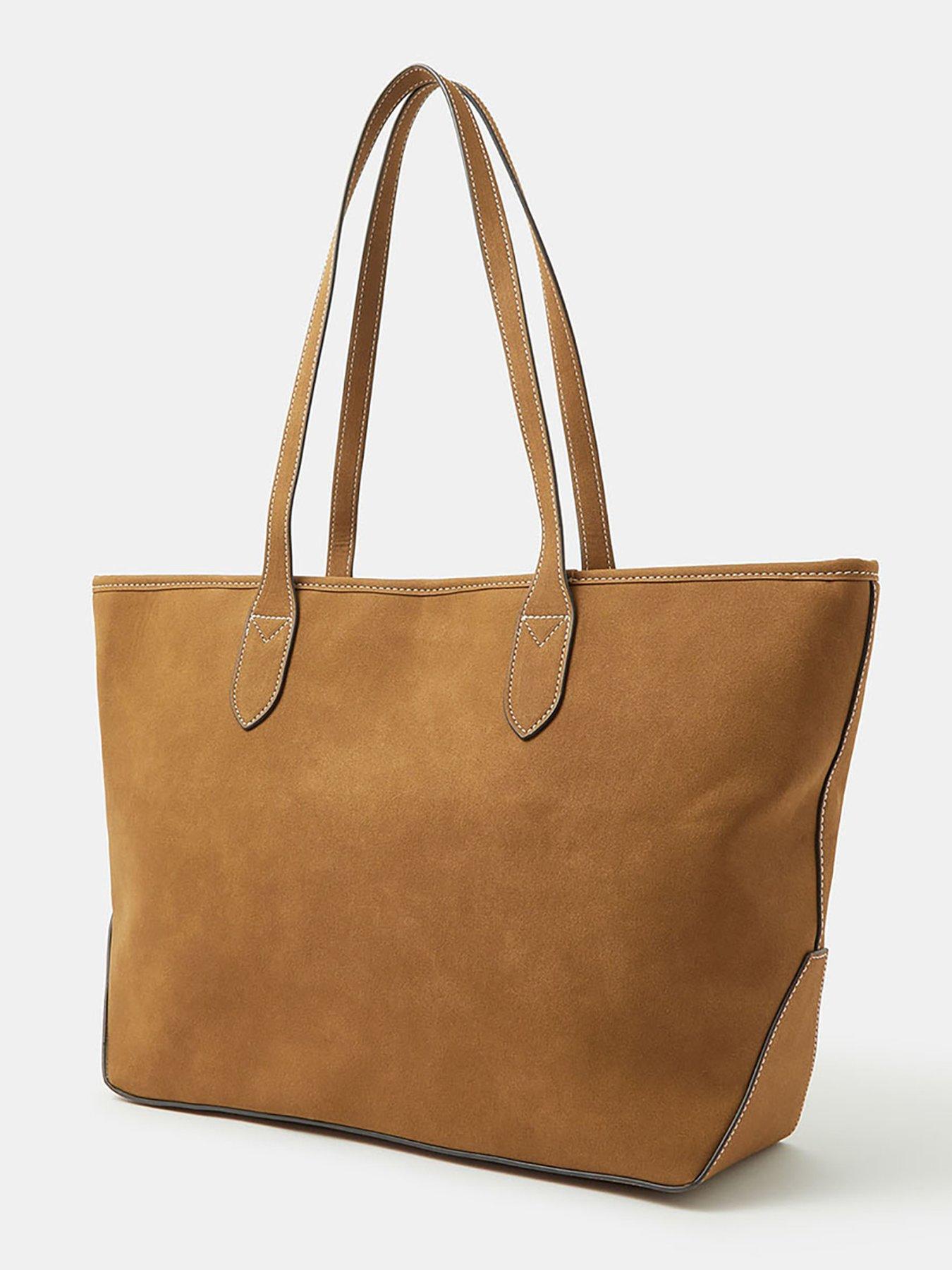  image of accessorize-faux-suede-tote-bag-brown