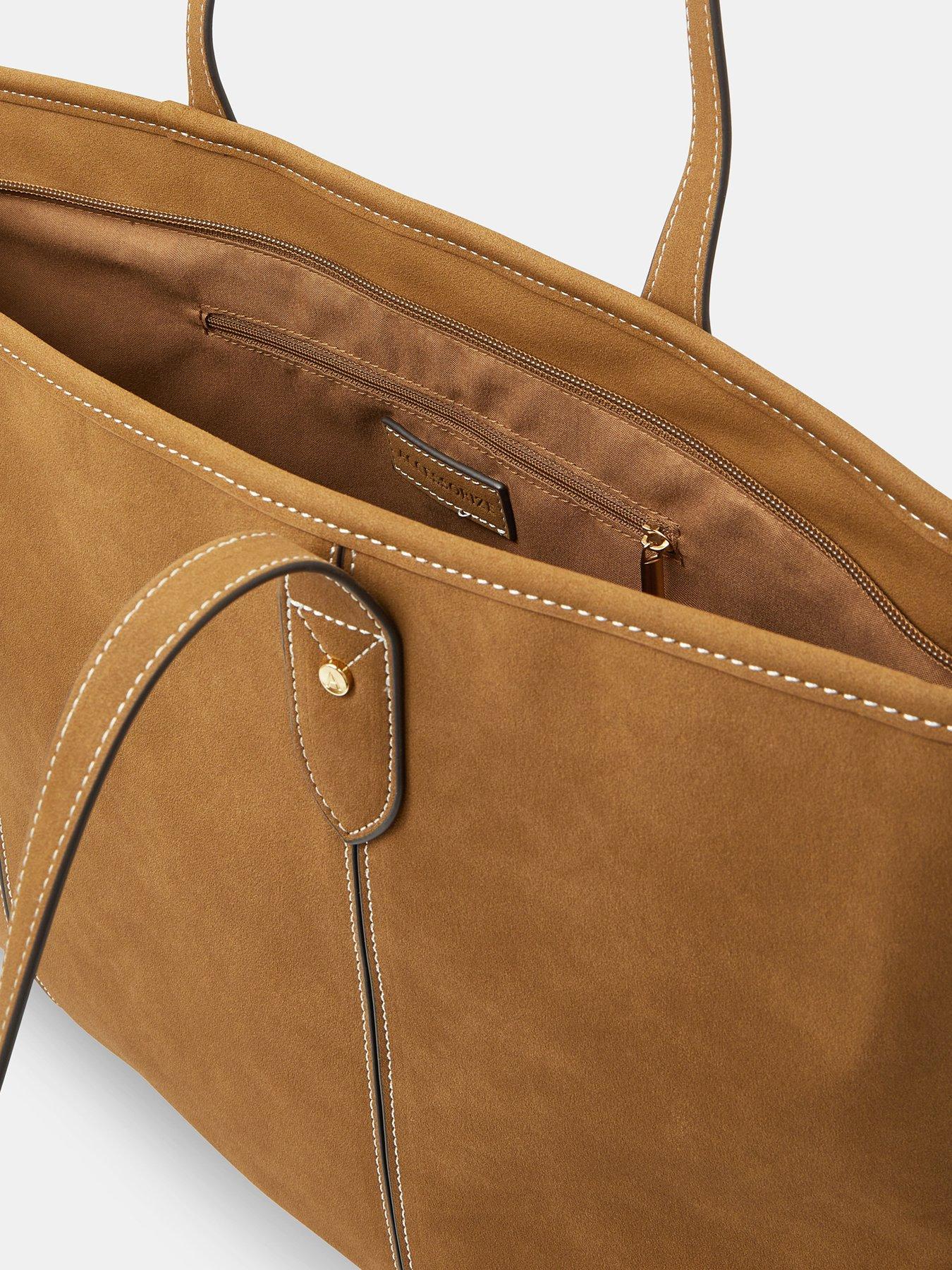  image of accessorize-faux-suede-tote-bag-brown