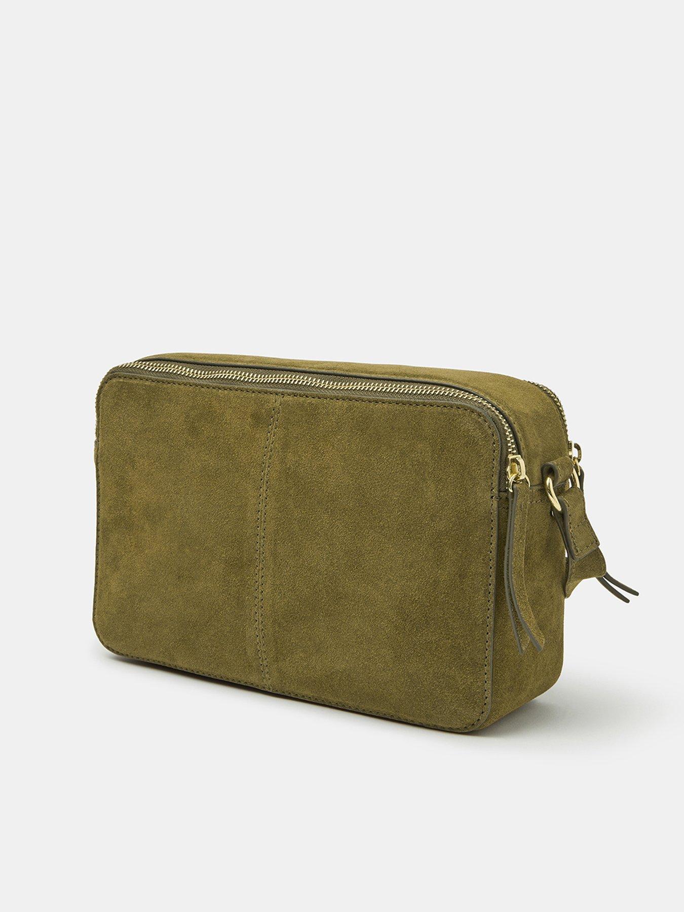  image of accessorize-double-zip-suede-camera-bag-green