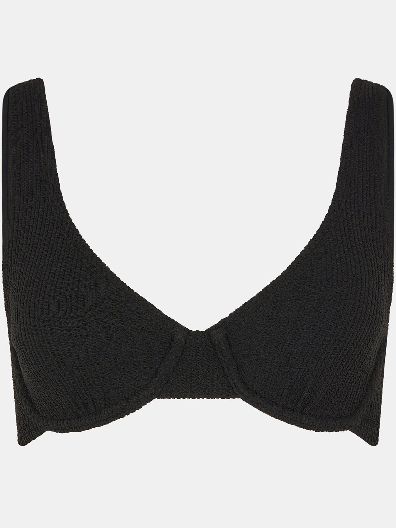  image of accessorize-seersucker-underwire-bikini-top-black
