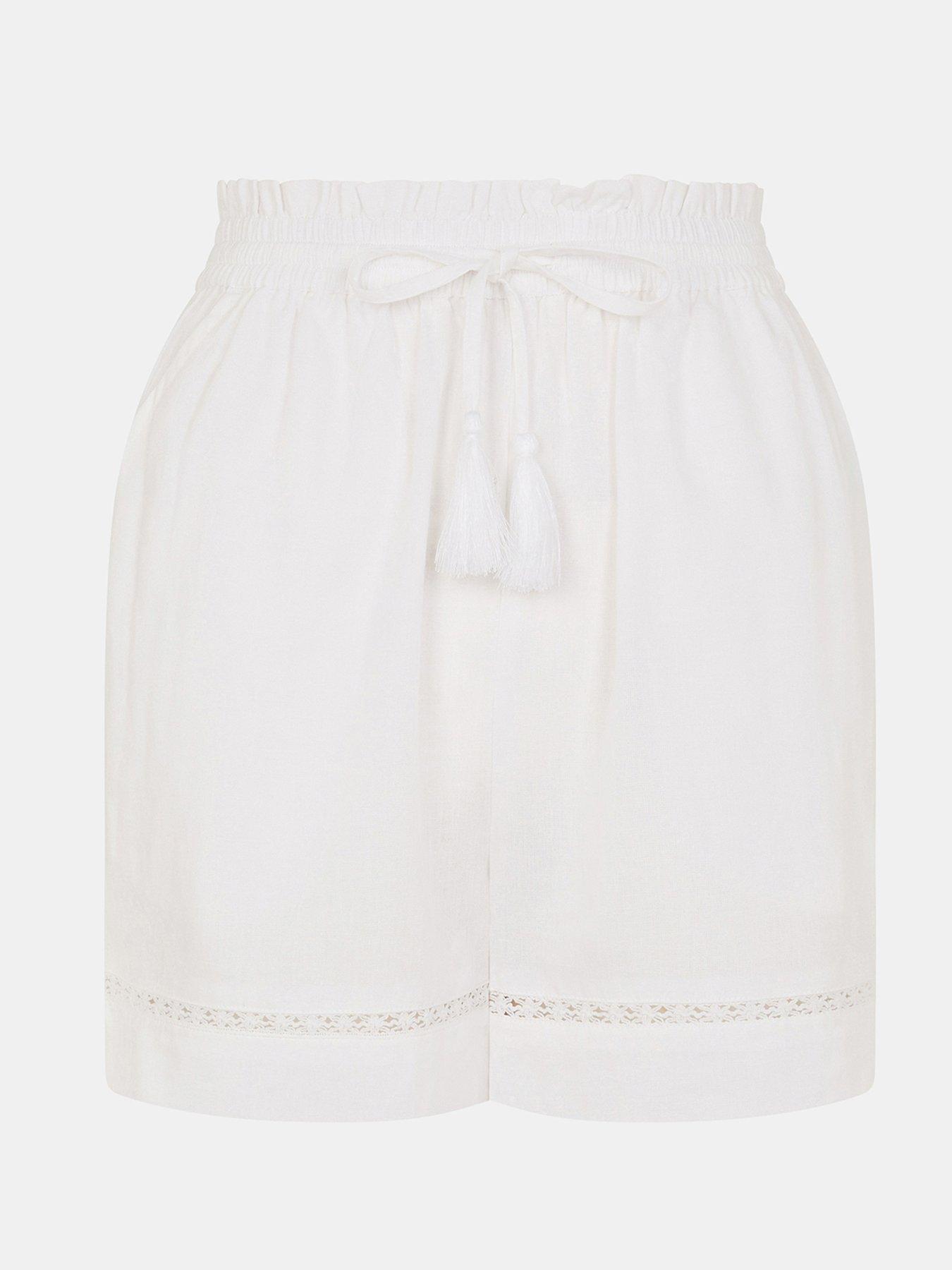  image of accessorize-lace-trim-beach-shorts-white
