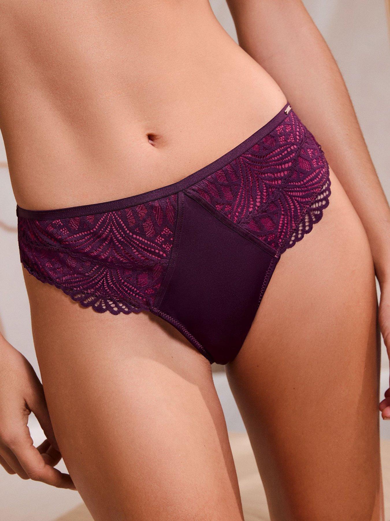 Lipsy Geo Lace Thong - Purple/pink
