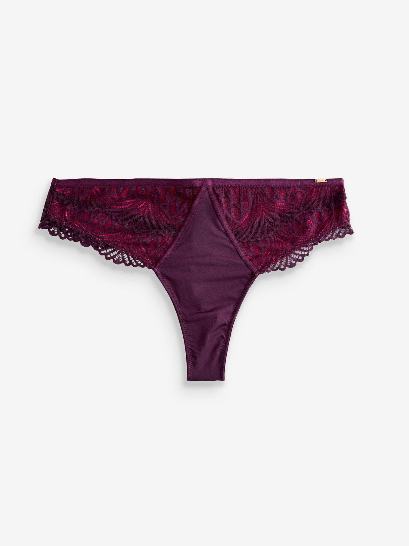 Image 5 of 6 of Lipsy Geo Lace Thong - Purple