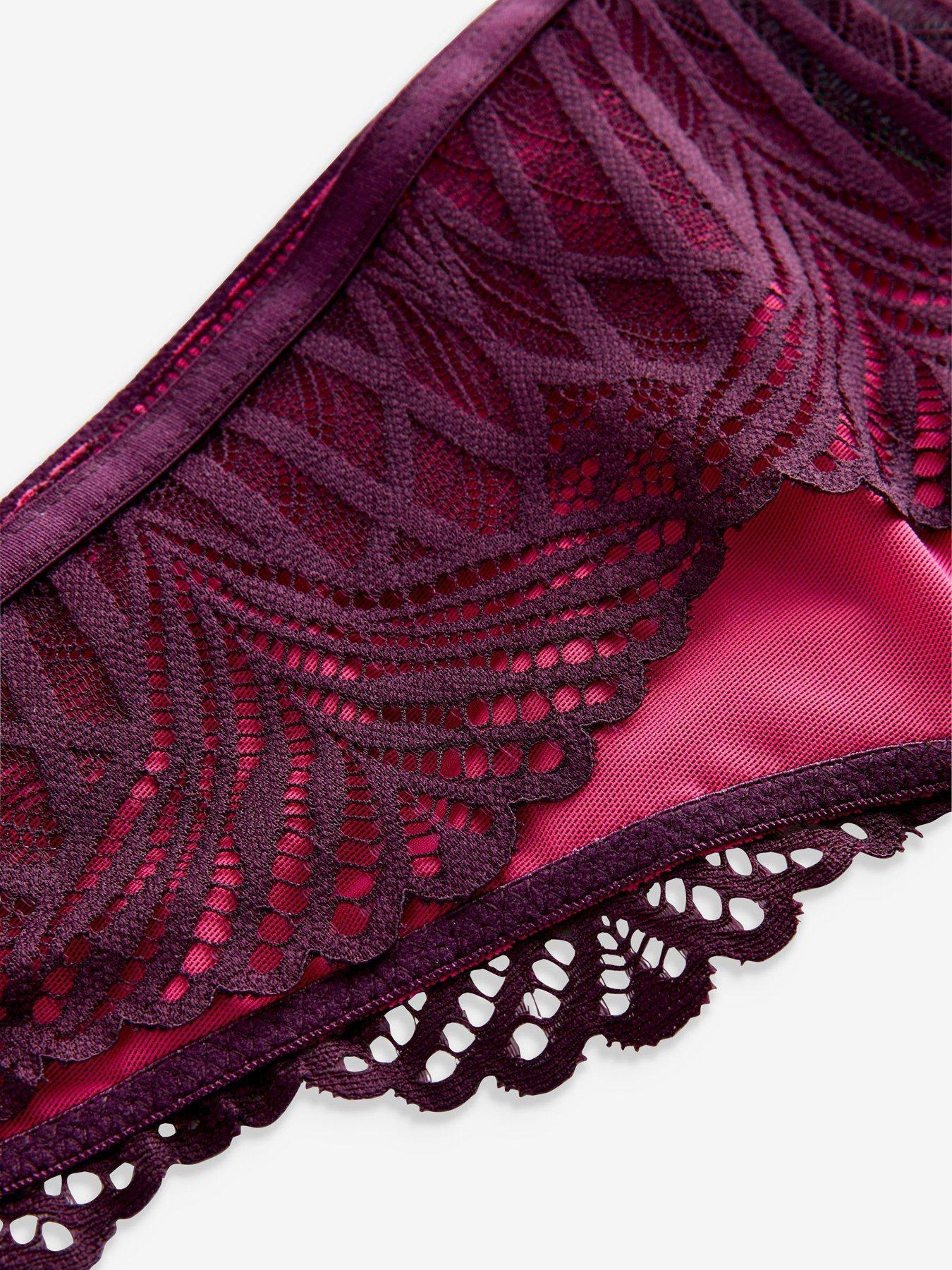 Image 6 of 6 of Lipsy Geo Lace Thong - Purple