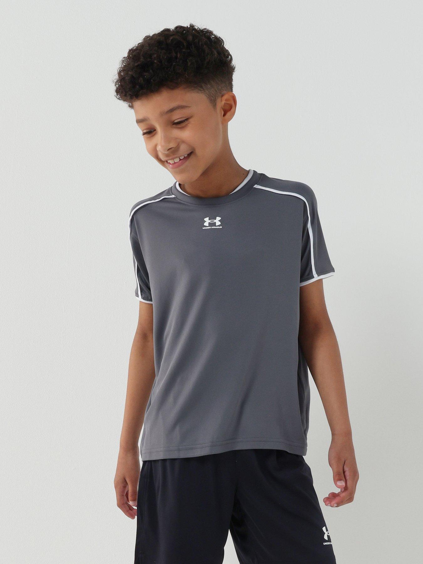 UNDER ARMOUR Boys Football Challenger Short Sleeve T-Shirt - Grey