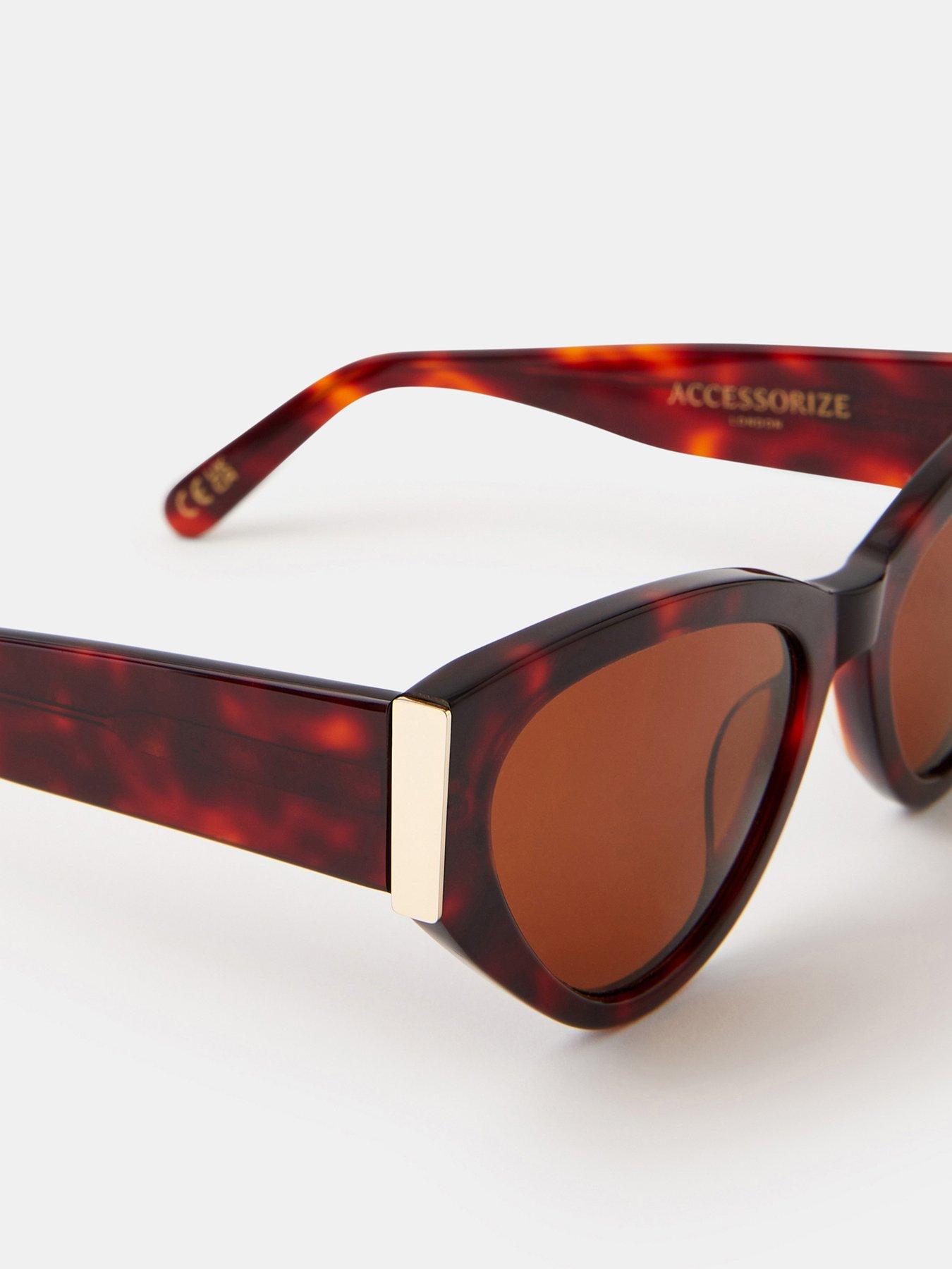  image of accessorize-tort-cat-eye-sunglasses-brown