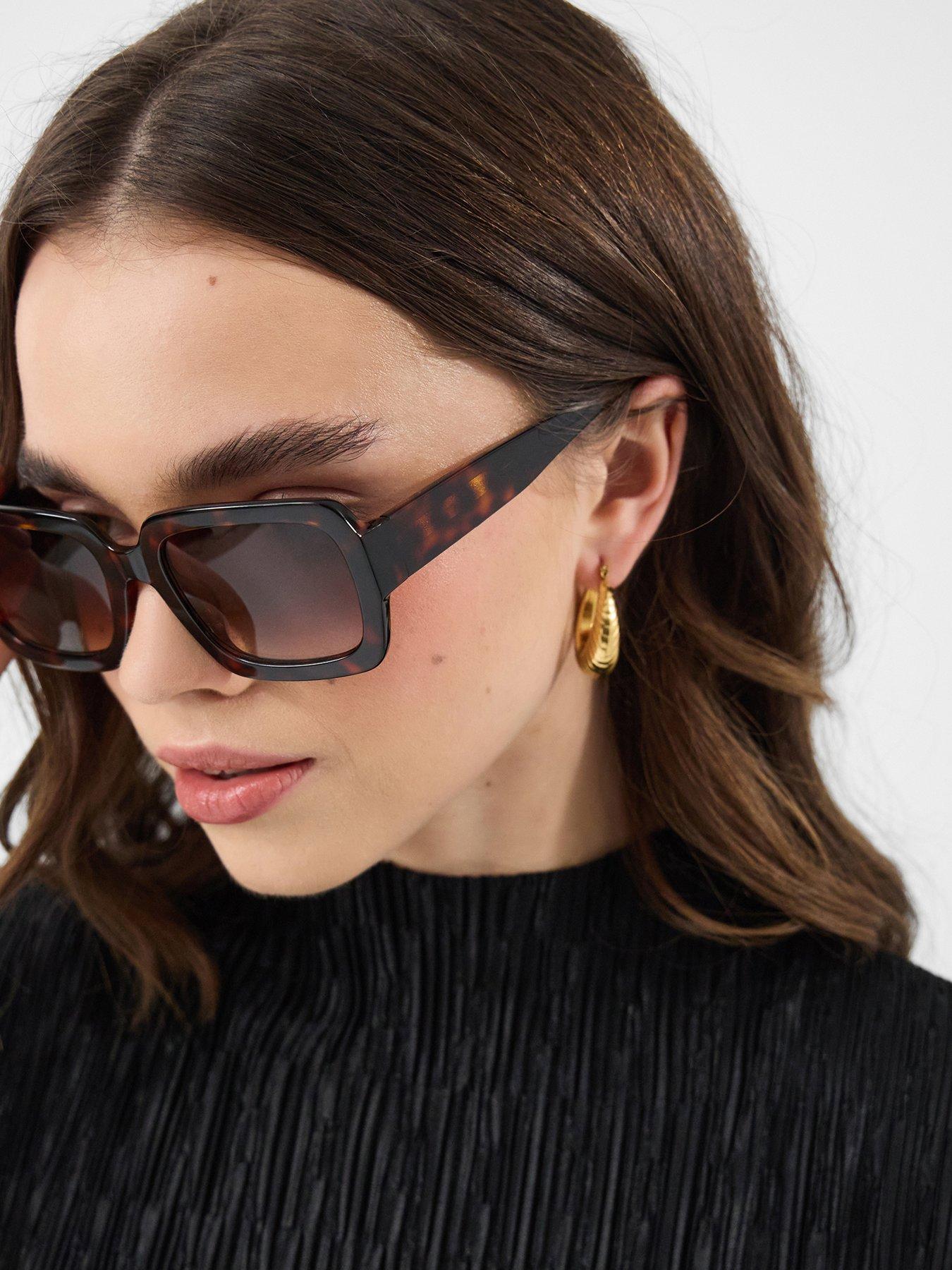  image of accessorize-square-tort-sunglasses-brown