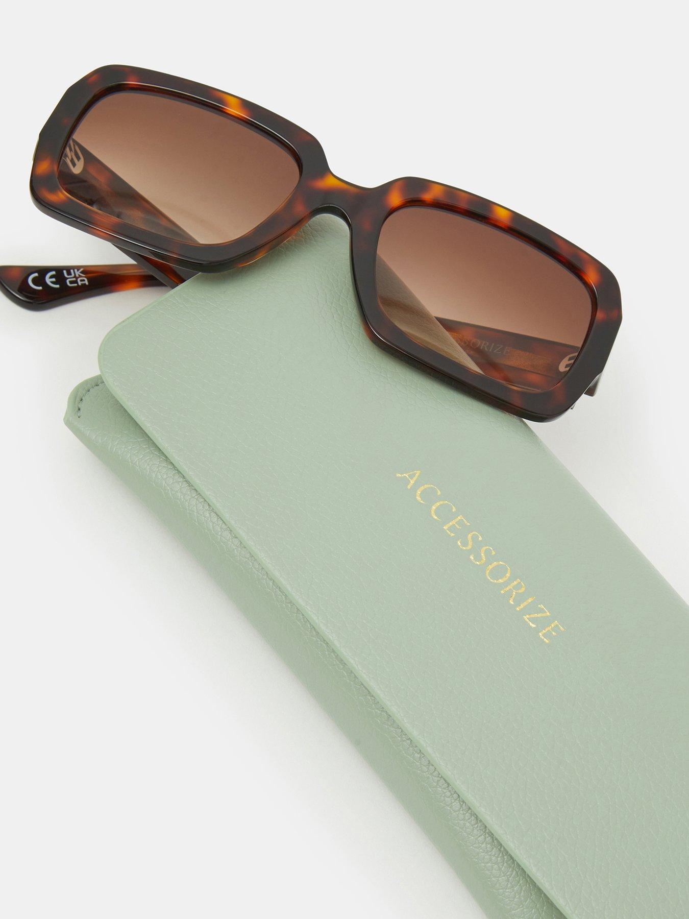  image of accessorize-square-tort-sunglasses-brown