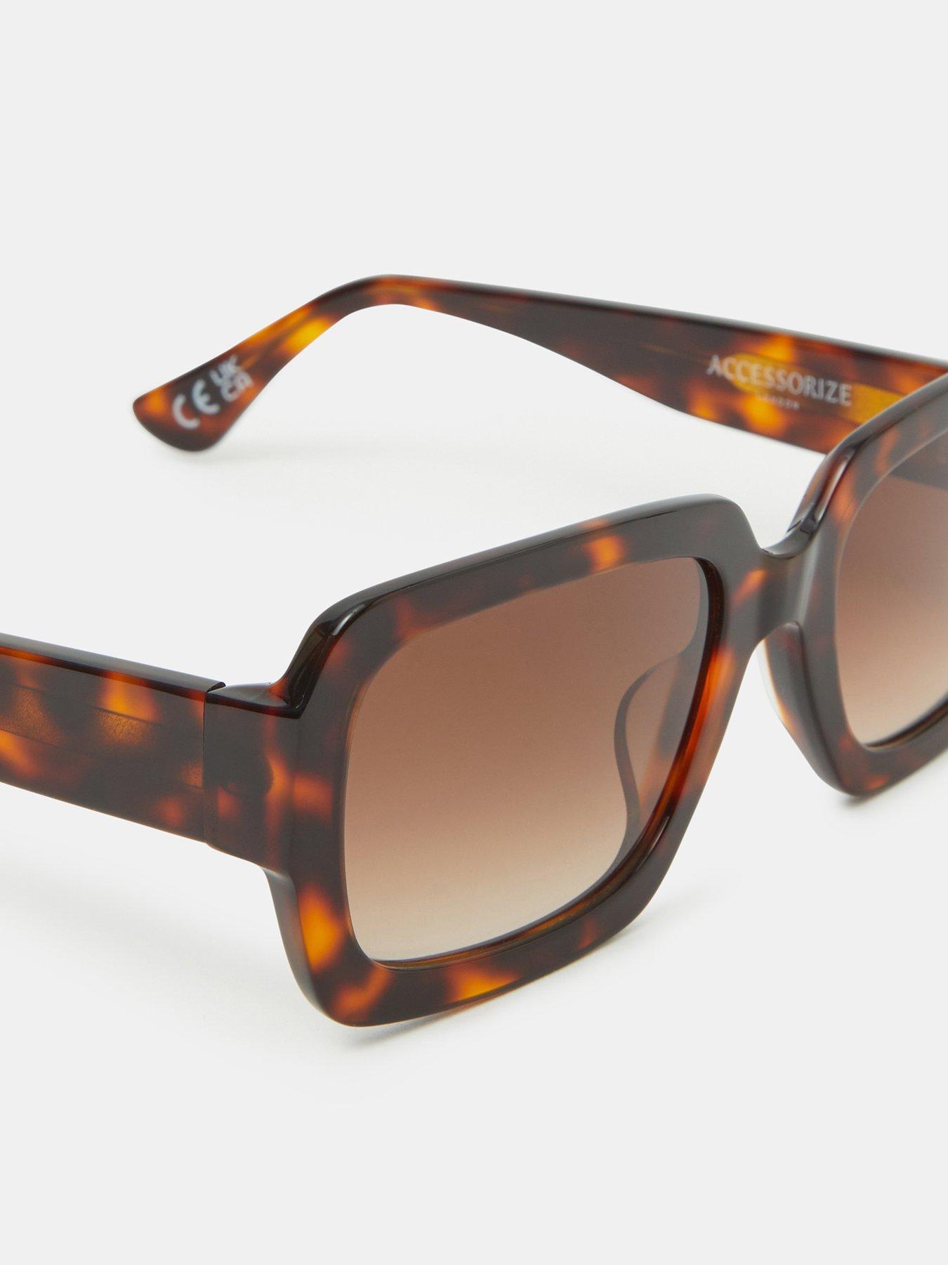  image of accessorize-square-tort-sunglasses-brown