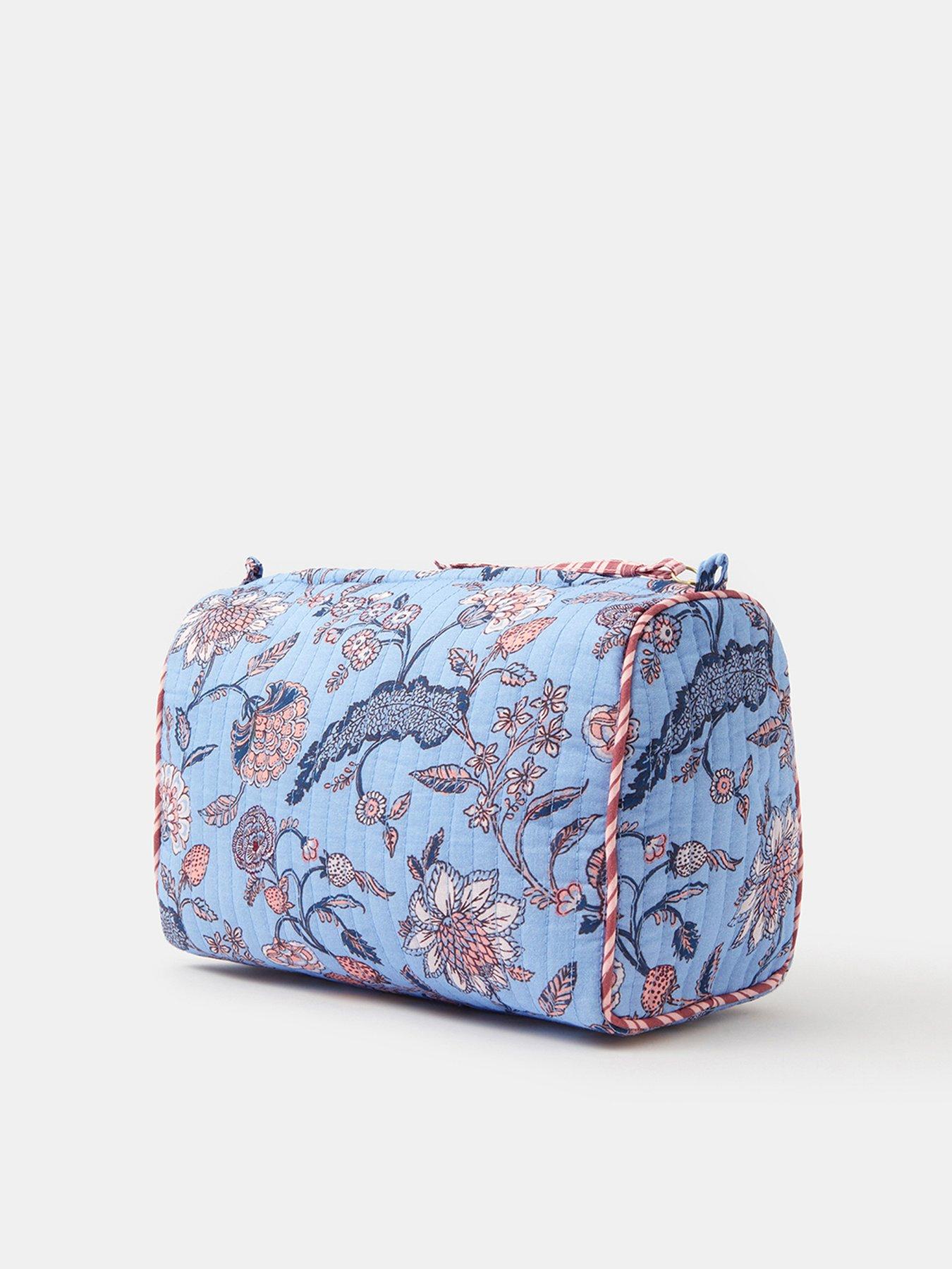  image of accessorize-floral-quilted-make-up-bag-blue