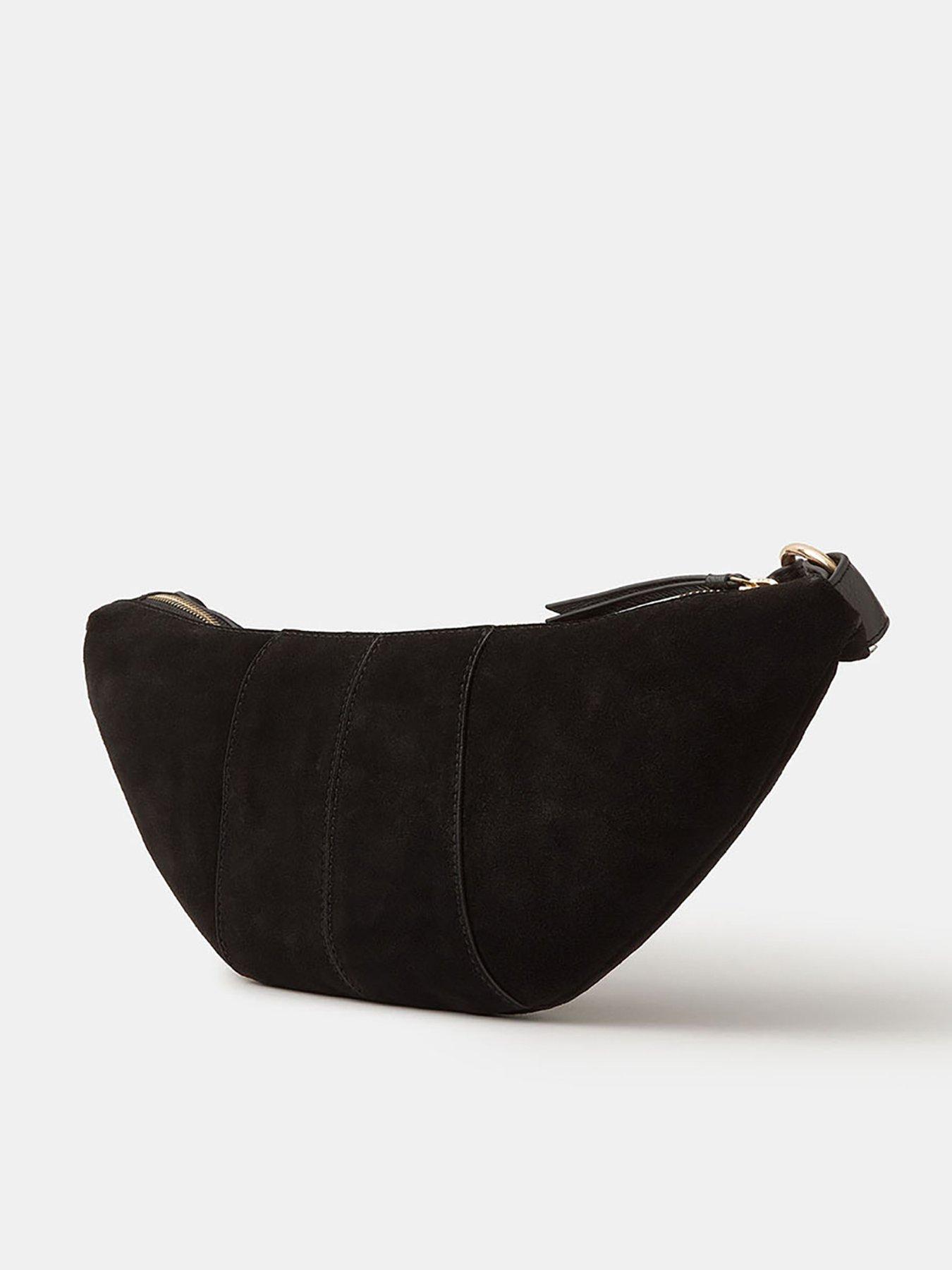  image of accessorize-stud-suede-sling-crossbody-bag-black