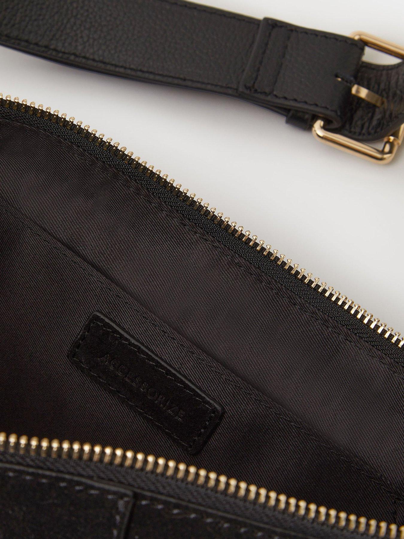  image of accessorize-stud-suede-sling-crossbody-bag-black