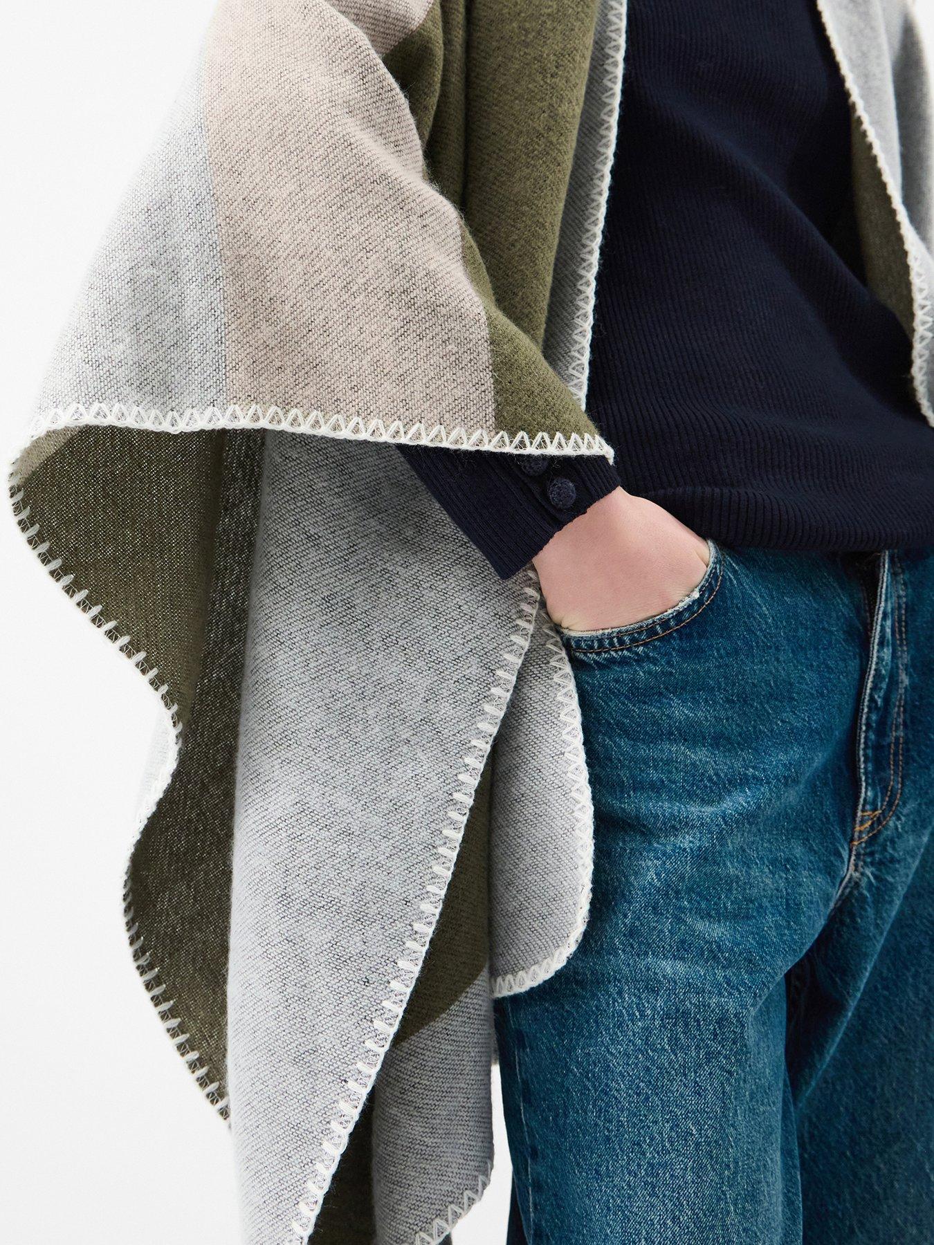 Image 3 of 5 of Accessorize Colourblock Poncho - Grey