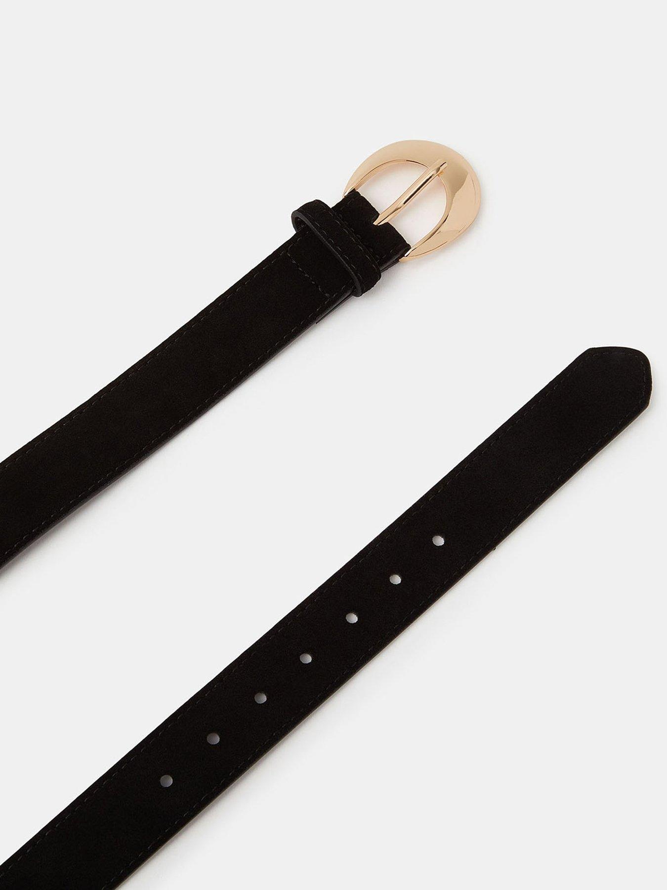  image of accessorize-suede-buckle-belt-black