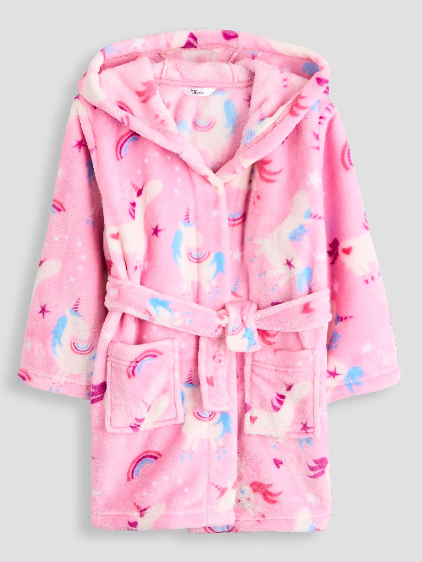 Image 1 of 5 of The Very Collection Unicorn Fleece Robe (9 months - 7 years) - Pink