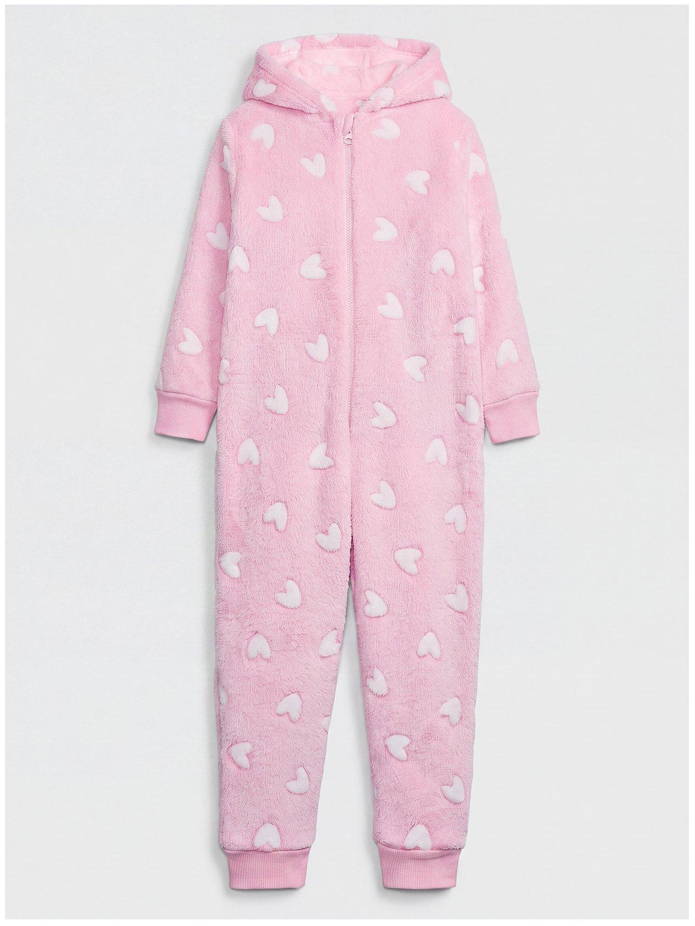 The Very Collection Aop Heart Fleece All In One - Pink
