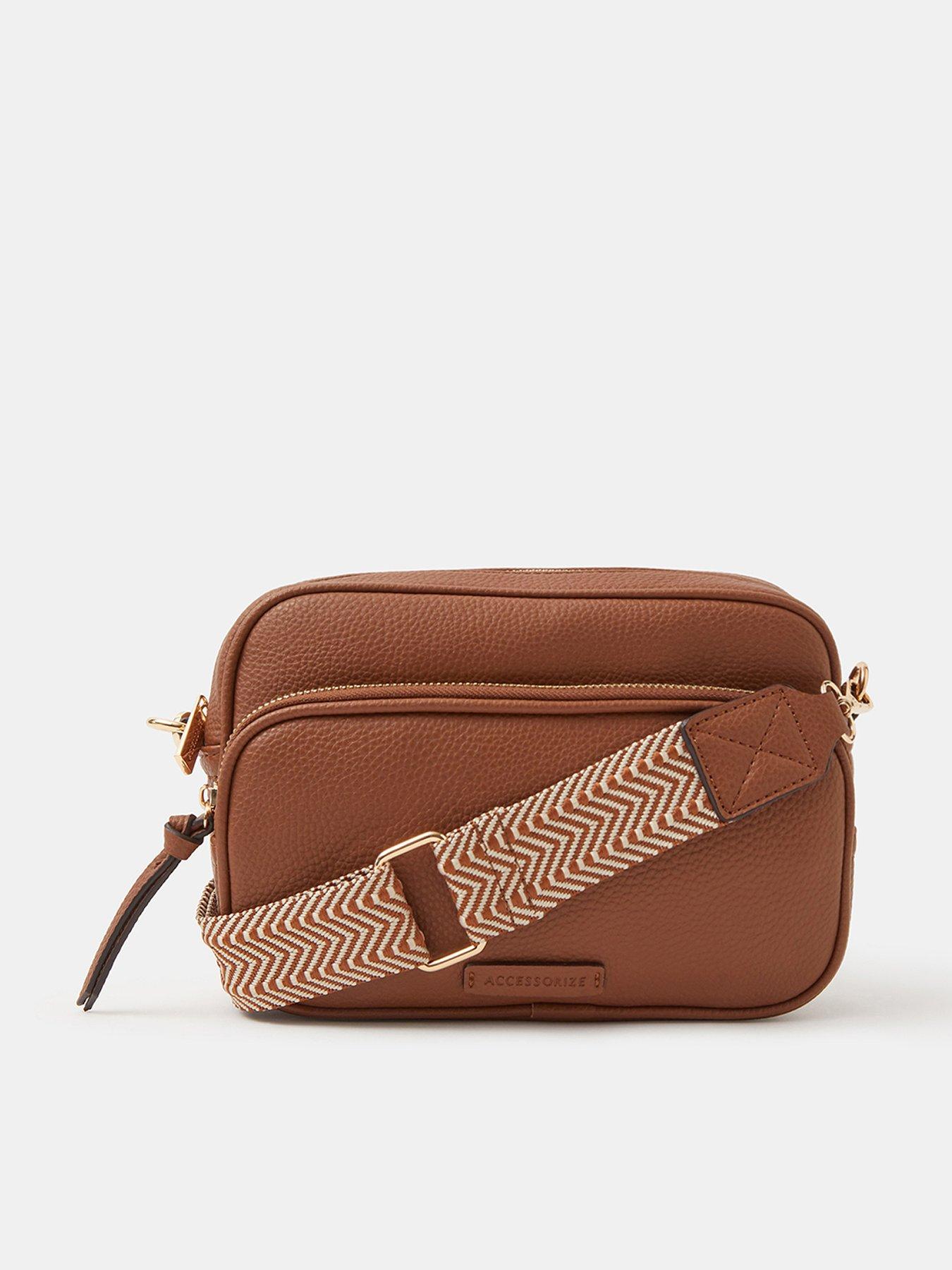  image of accessorize-double-zip-camera-bag-brown