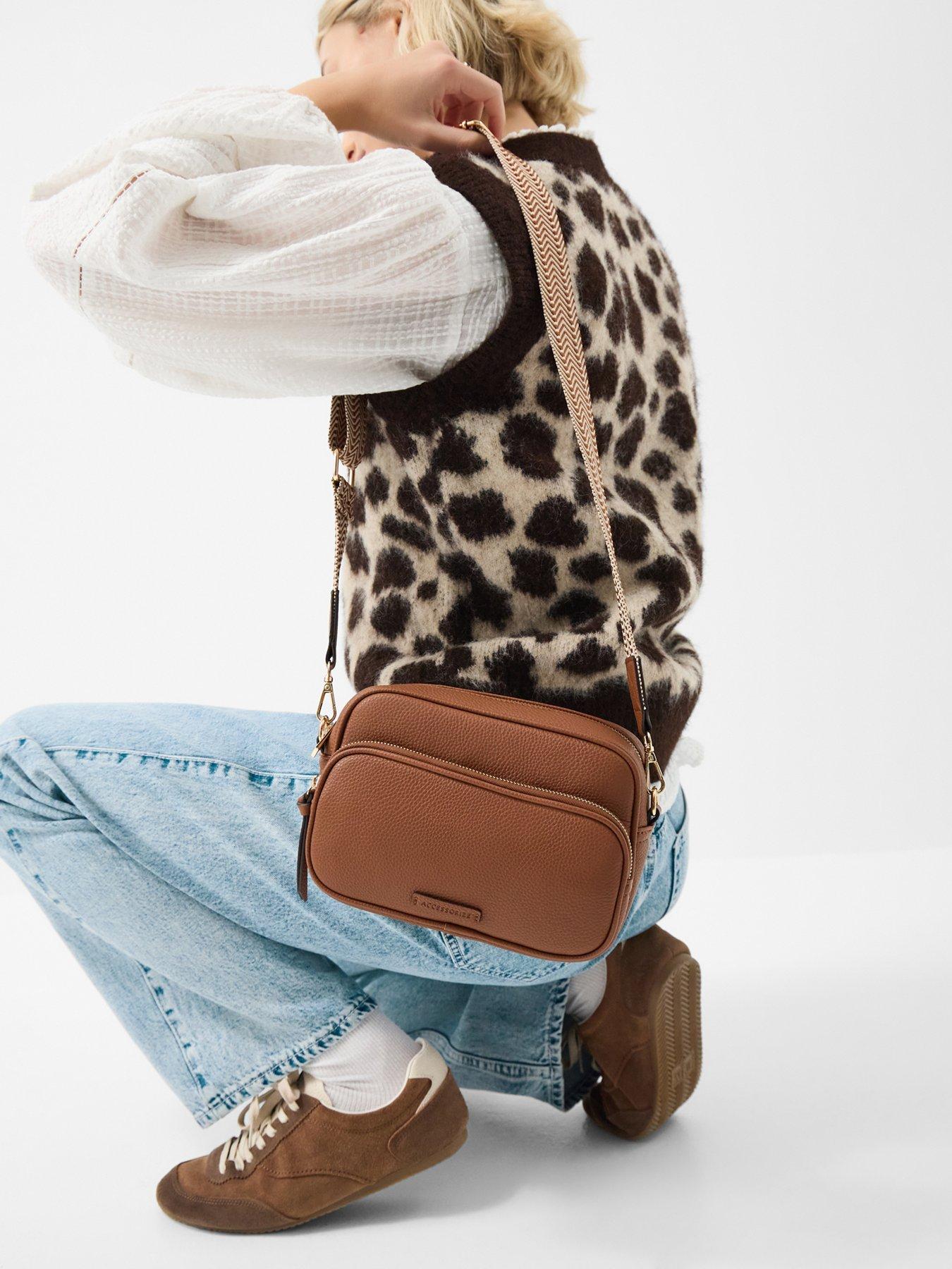  image of accessorize-double-zip-camera-bag-brown