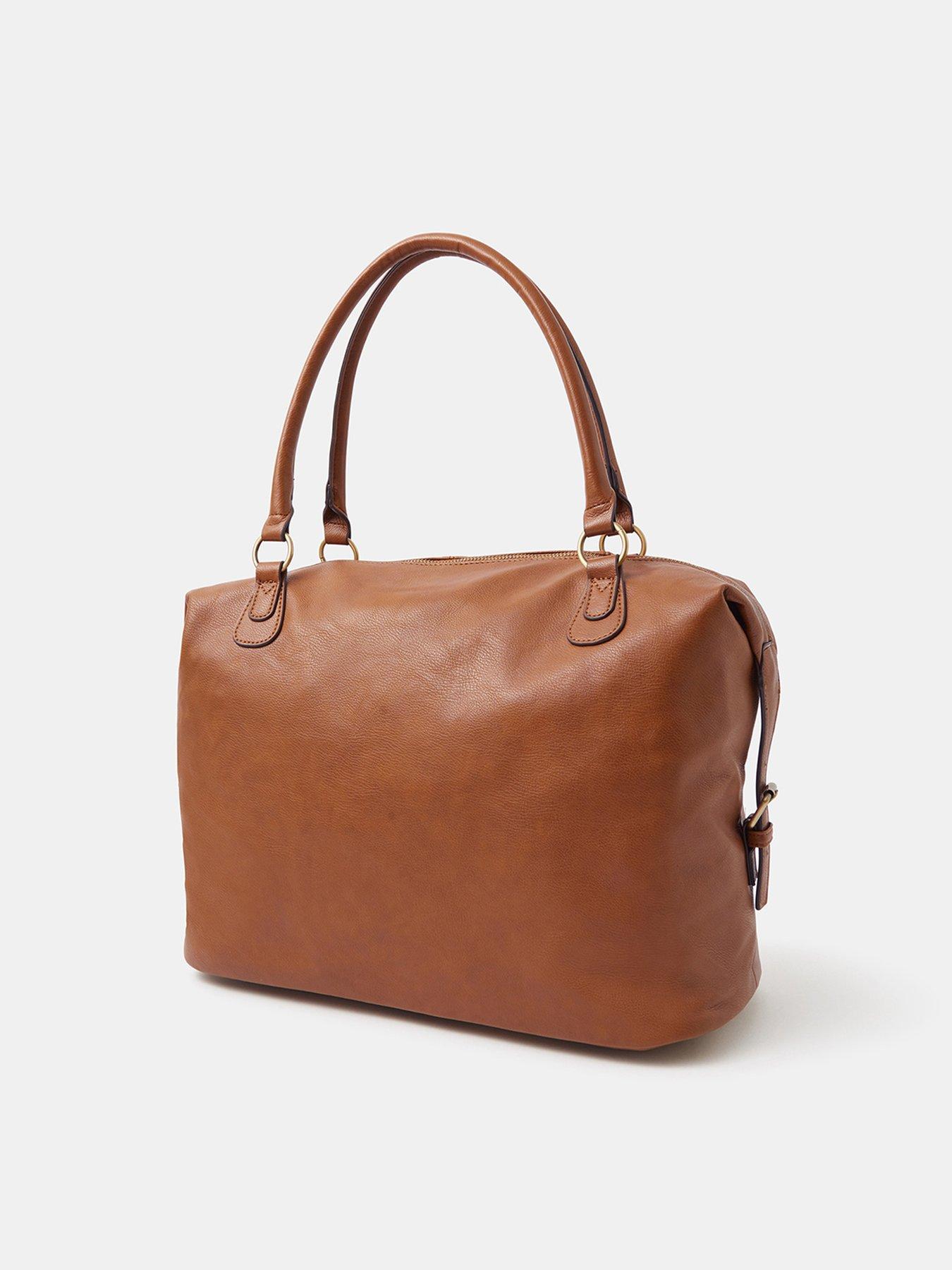  image of accessorize-double-zip-front-shoulder-bag-brown