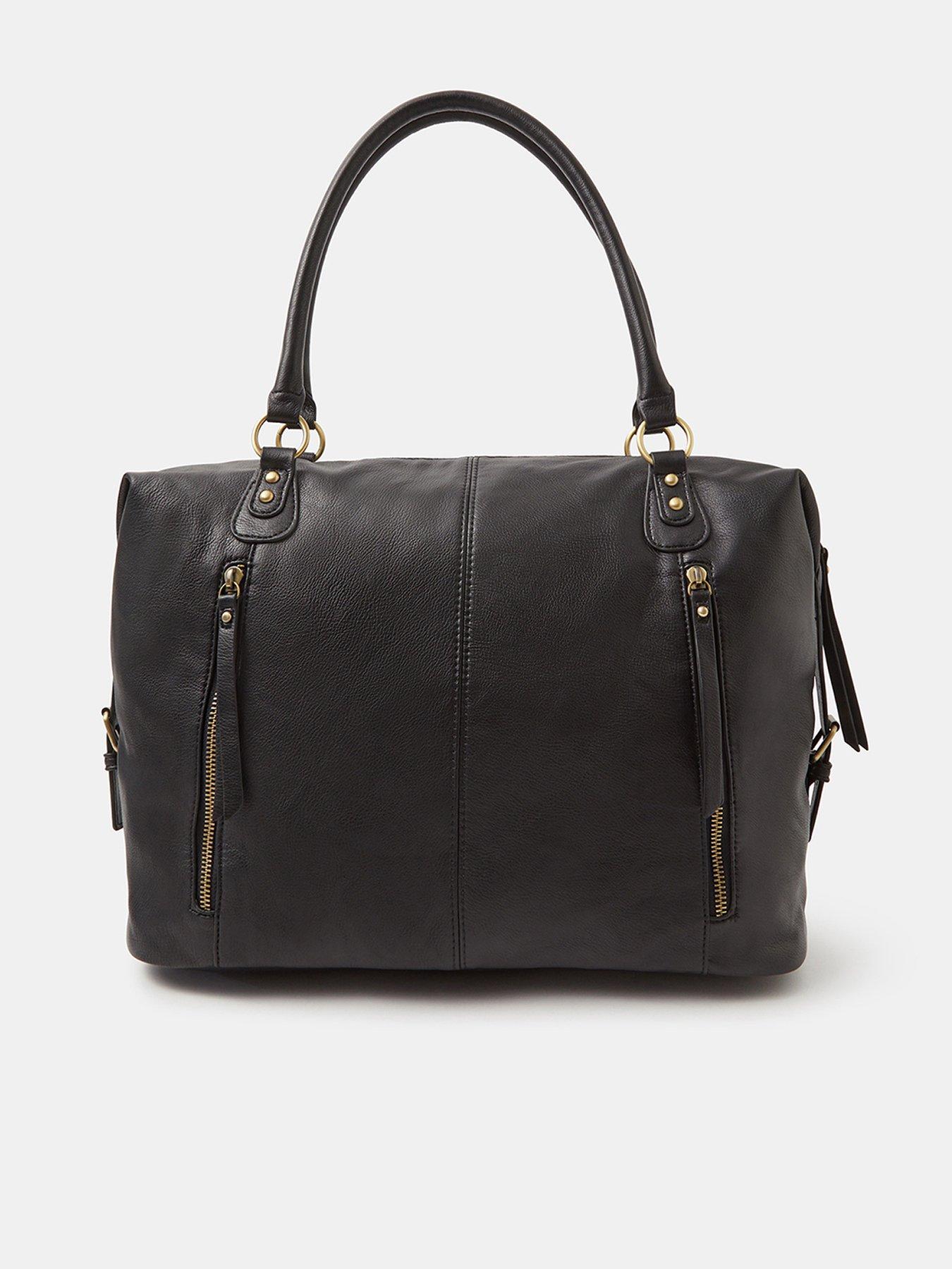 Image 1 of 5 of Accessorize Double Zip Front Shoulder Bag - Black