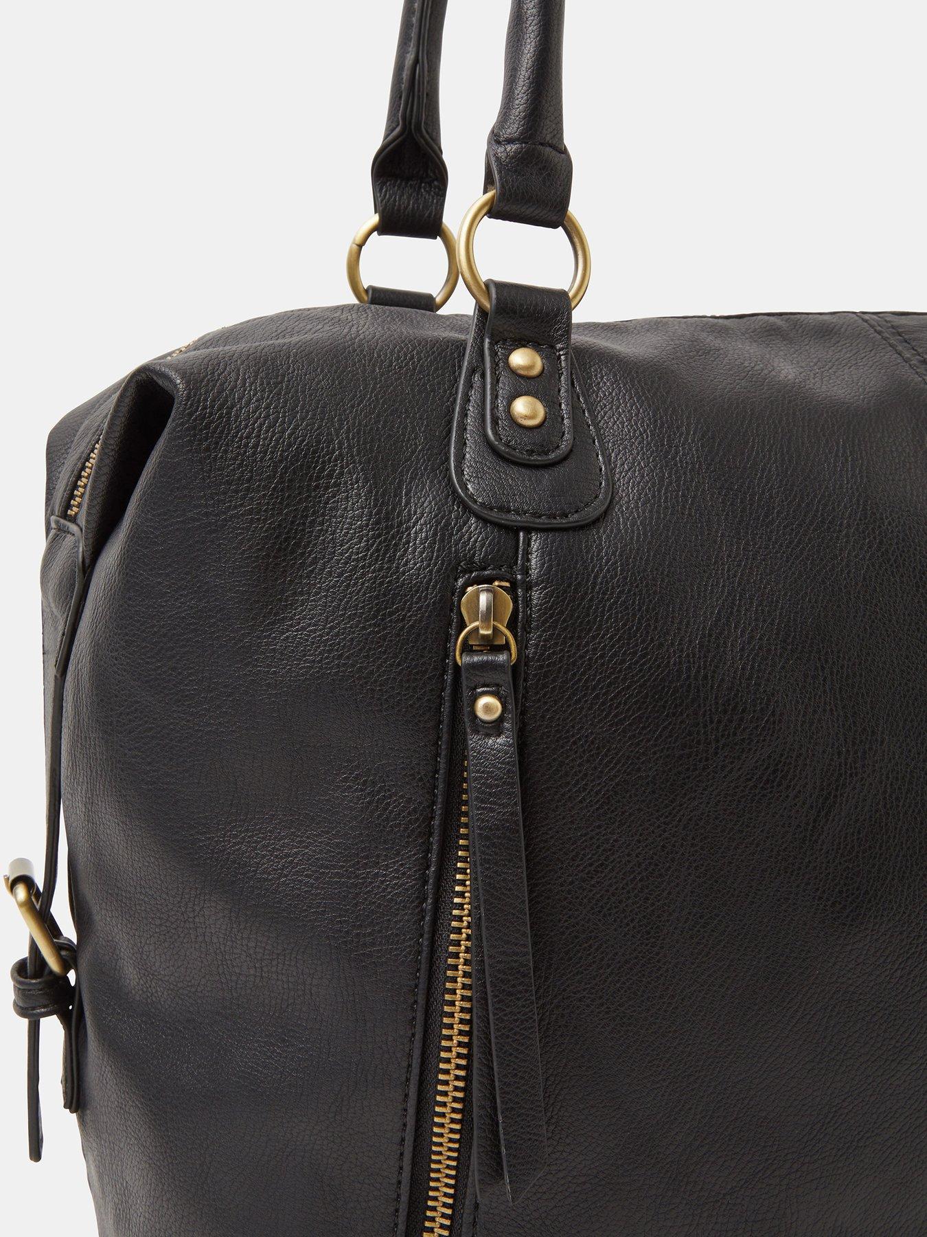 Image 5 of 5 of Accessorize Double Zip Front Shoulder Bag - Black