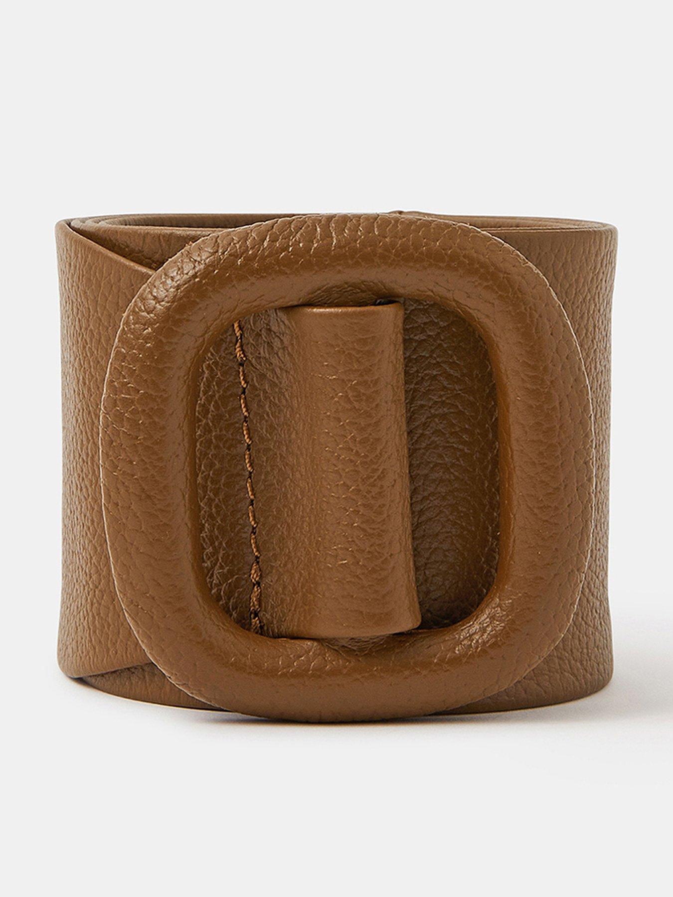  image of accessorize-wide-leather-belt-brown