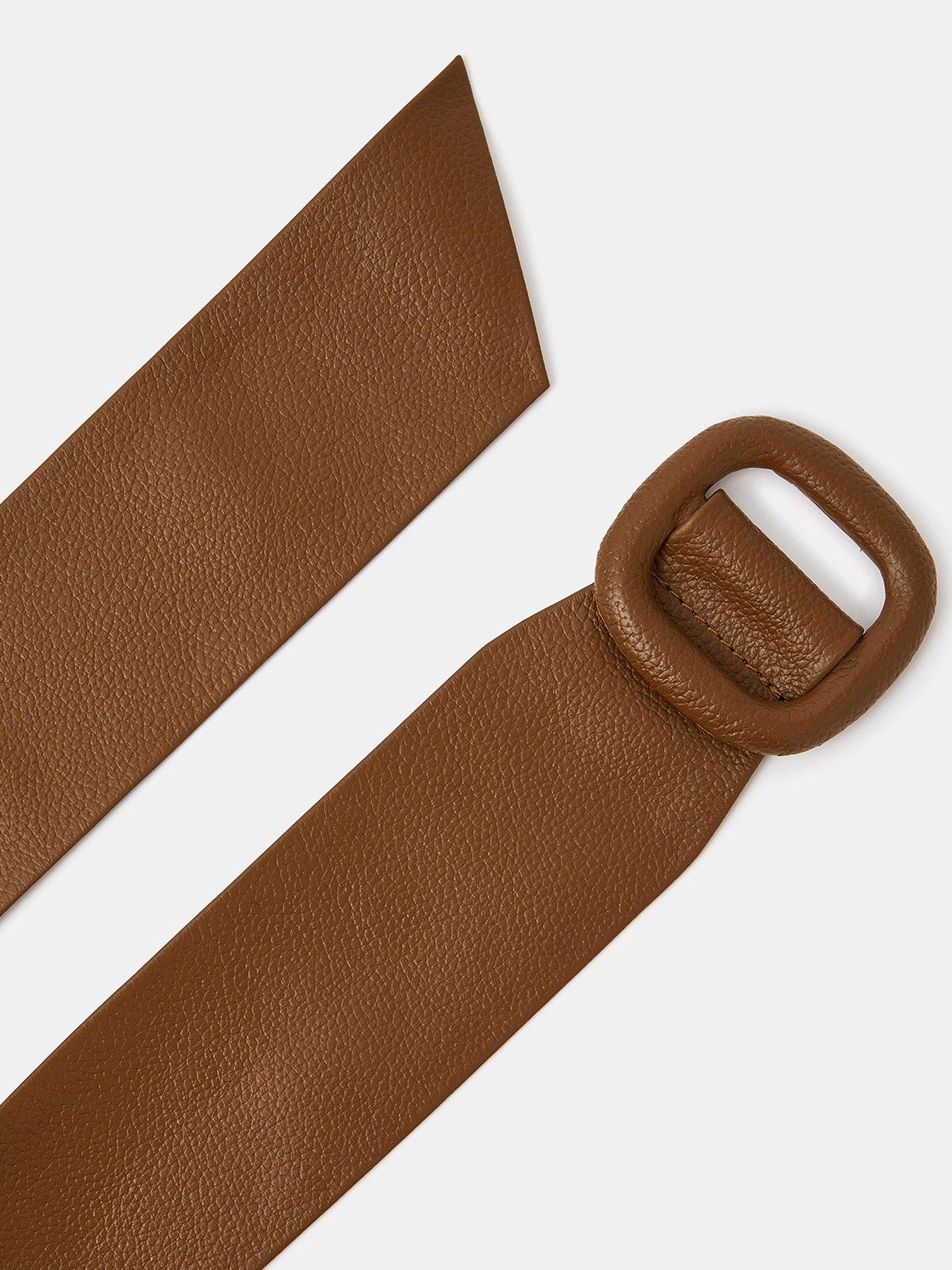  image of accessorize-wide-leather-belt-brown