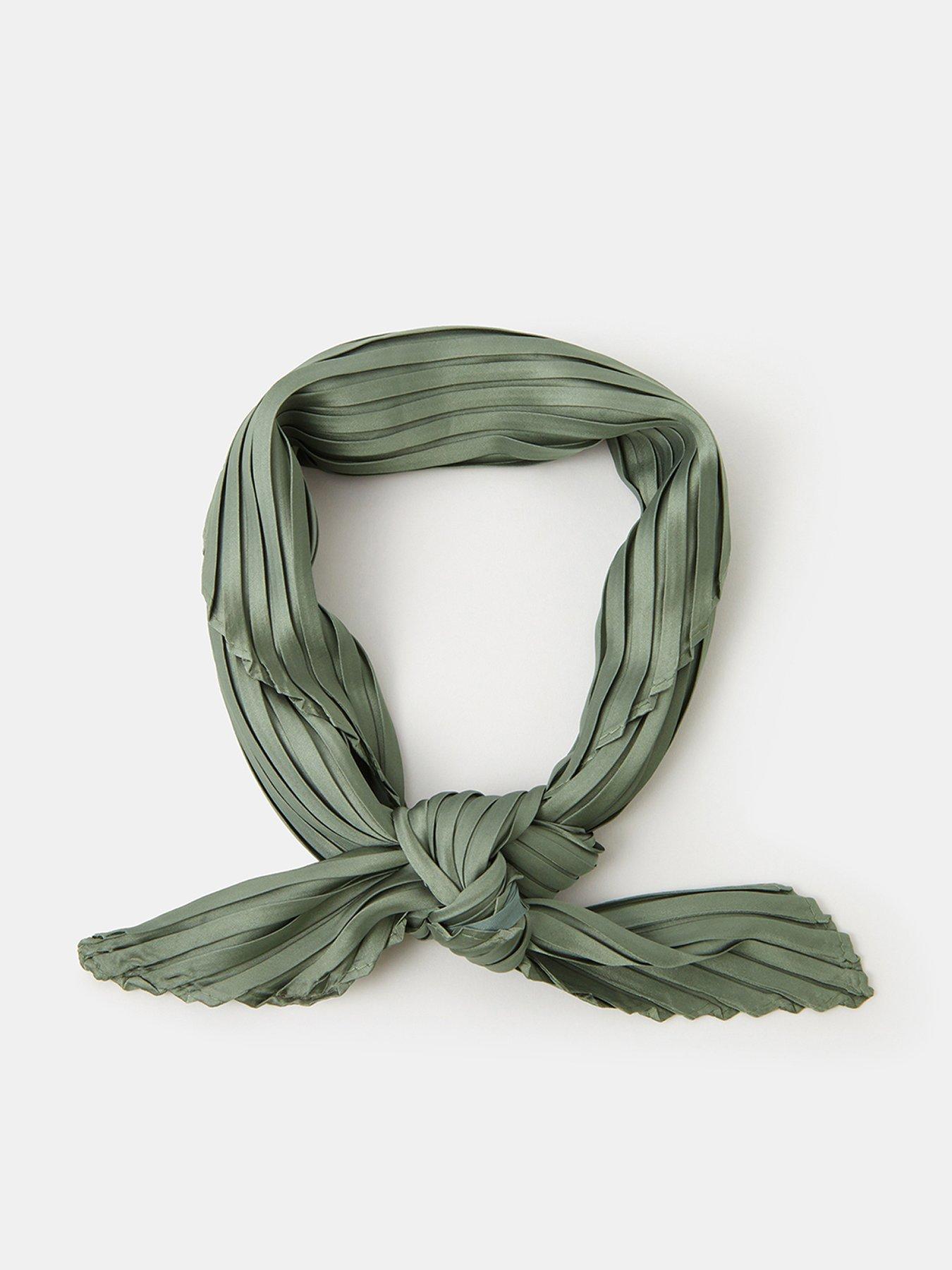  image of accessorize-pleated-square-satin-scarf-green