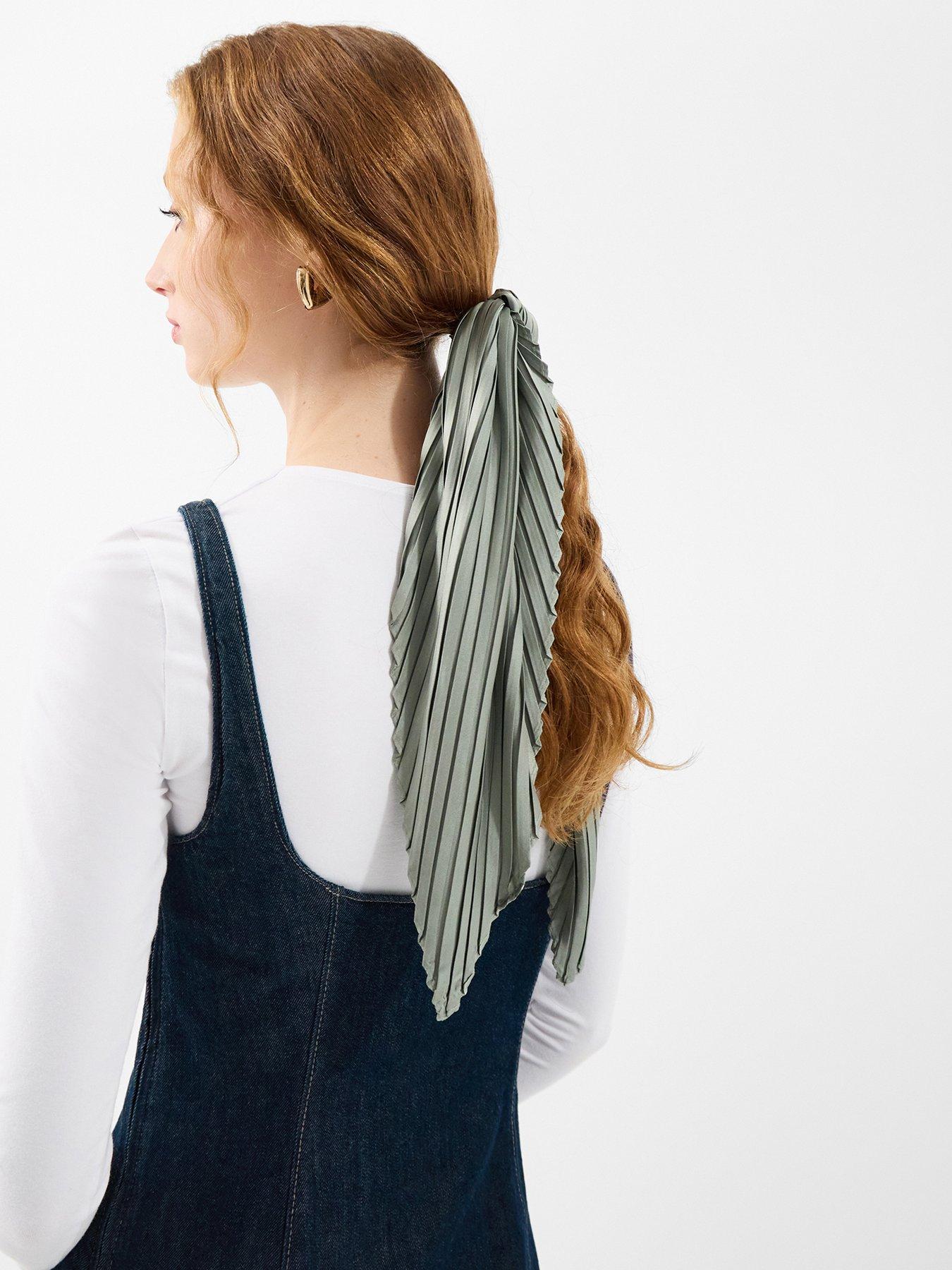  image of accessorize-pleated-square-satin-scarf-green