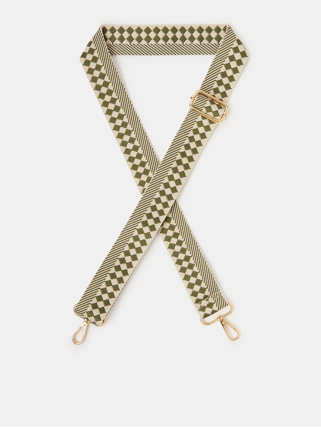 Image 1 of 3 of Accessorize Checkerboard Stripe Bag Strap - Green